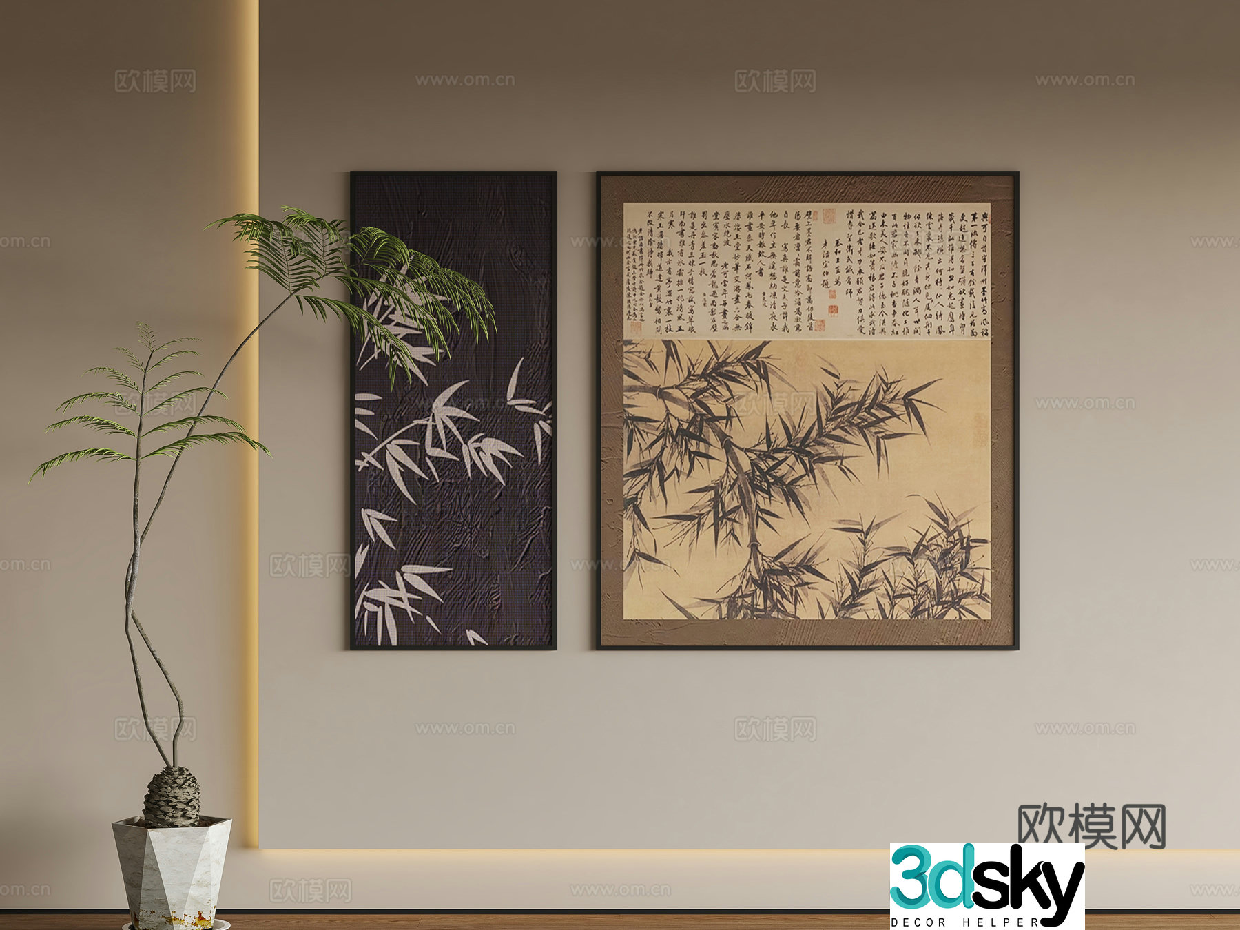 New Chinese style hanging paintings Song style hanging paintings 3D model