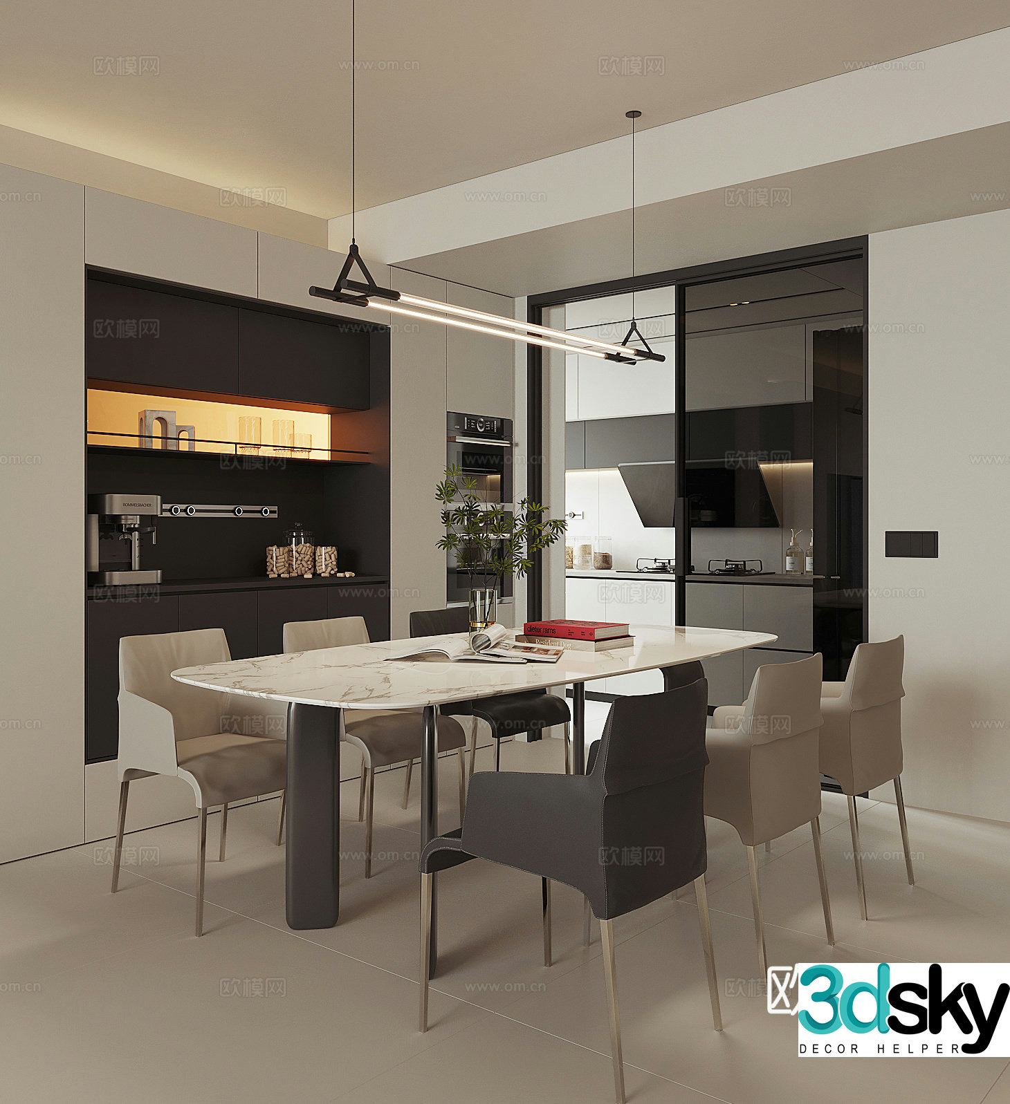 Modern home restaurant 3d model