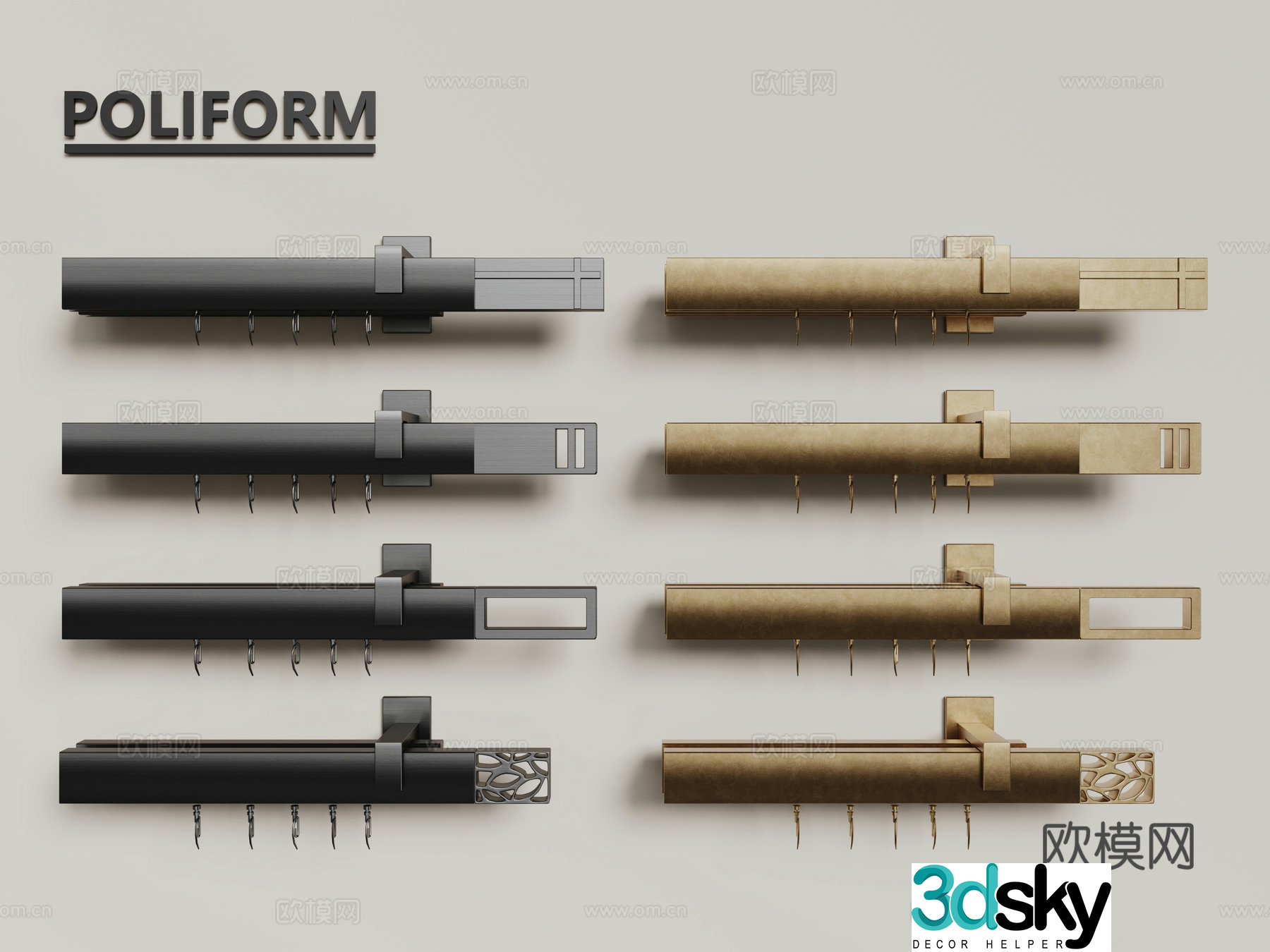 Modern hardware hook 3D model