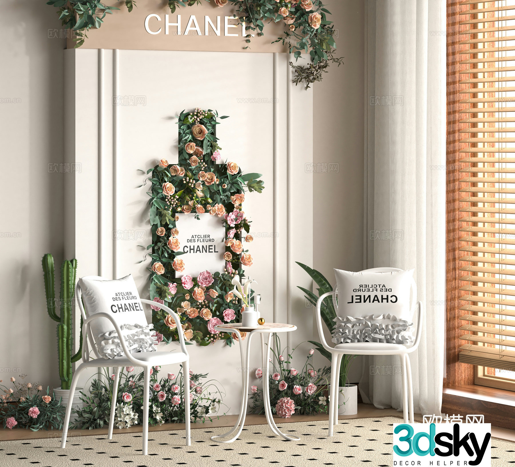 Modern flower shop beautiful 3D model