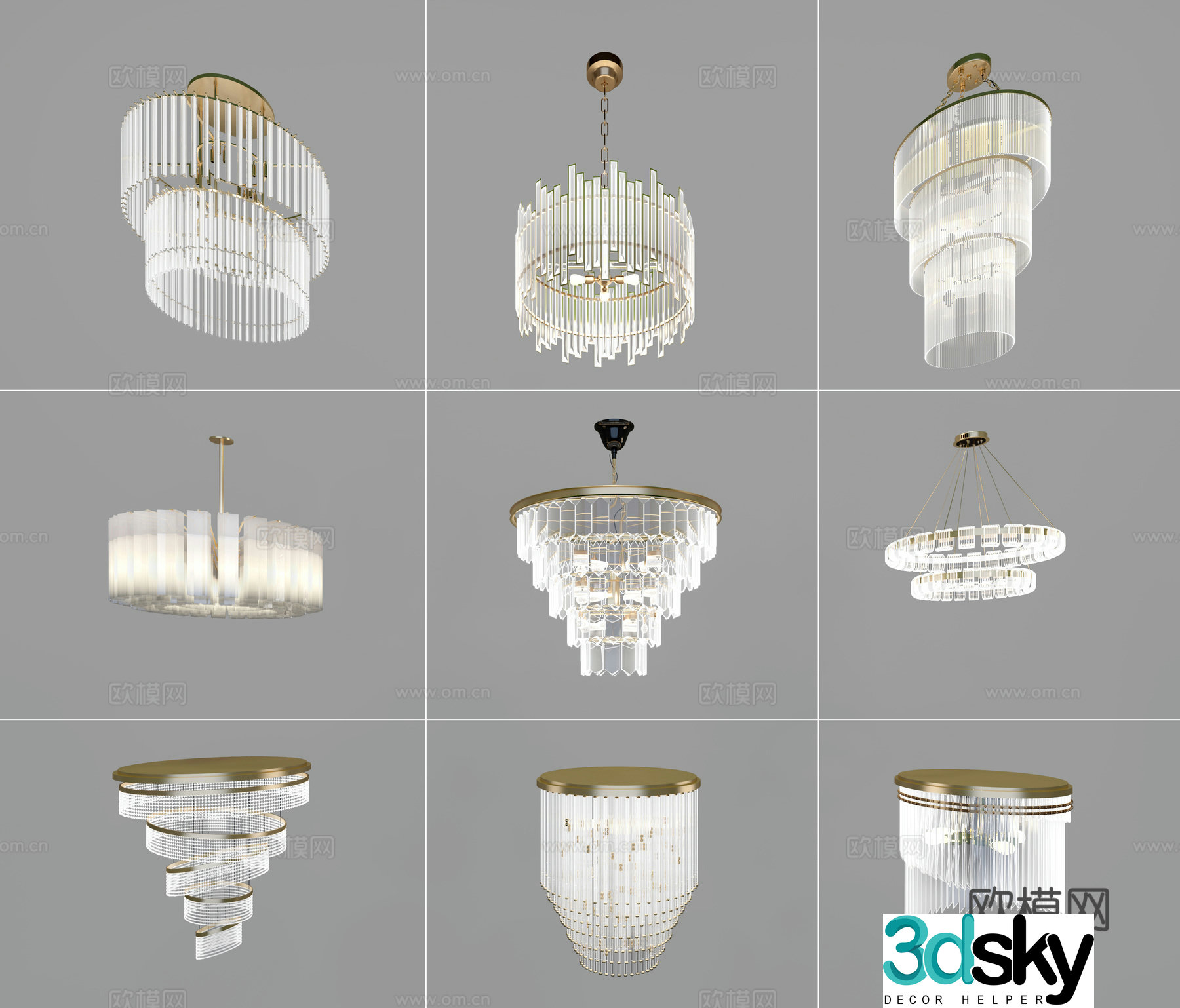 Modern crystal chandelier 3d model