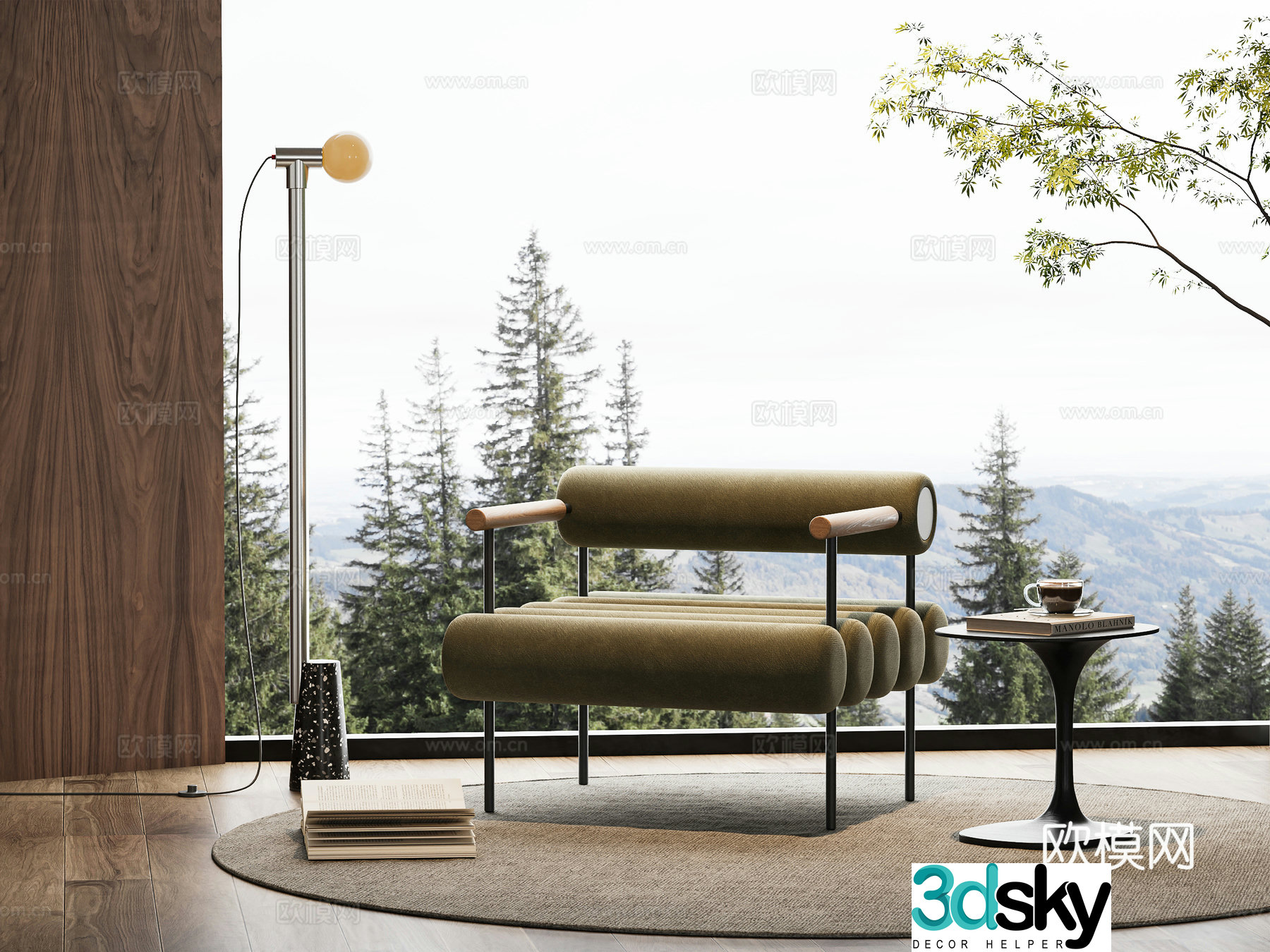 Modern casual chair single chair single sofa 3d model