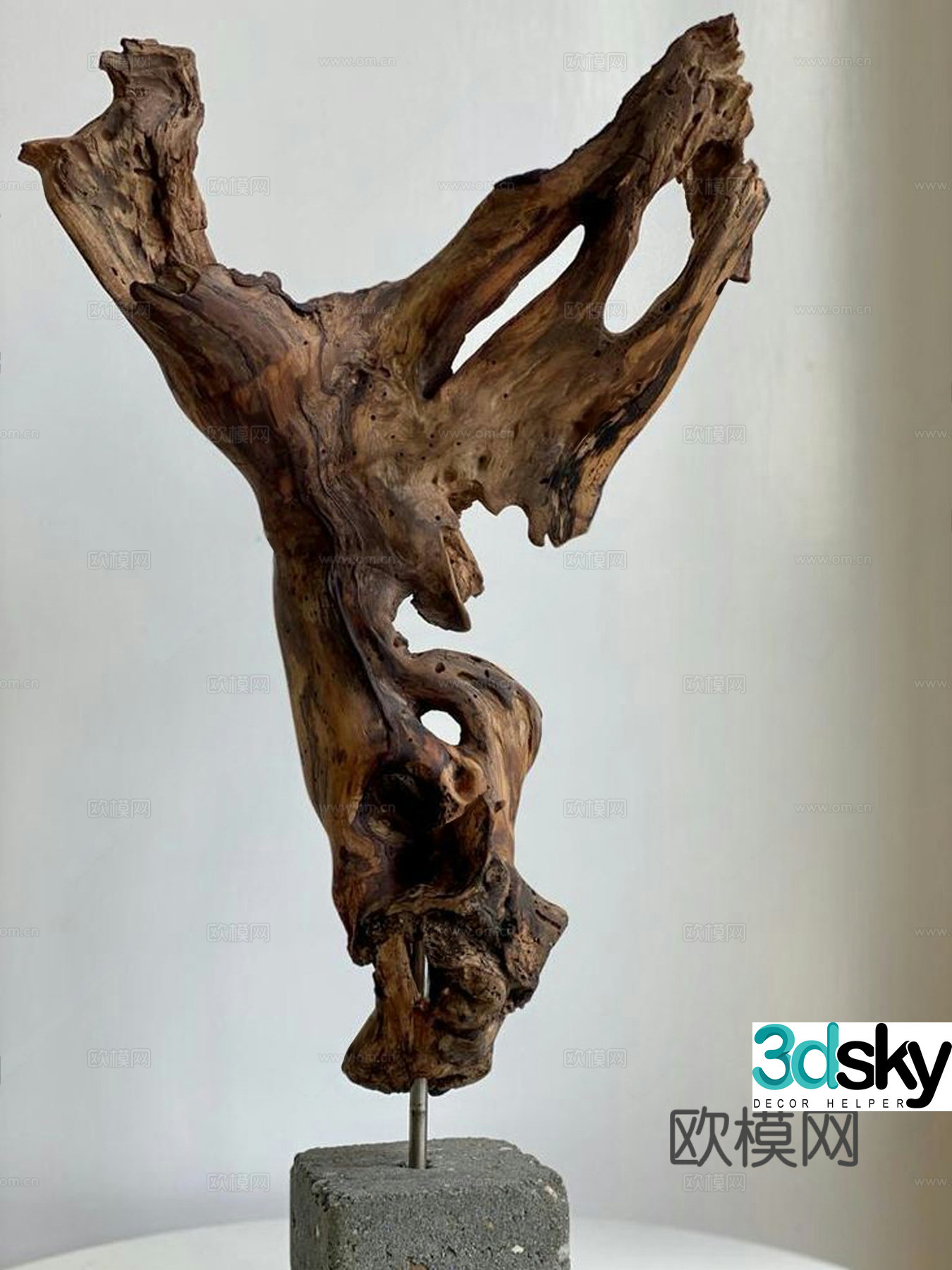 Wasabi Middle Art Installation withered and rotten wood ornaments 3D model