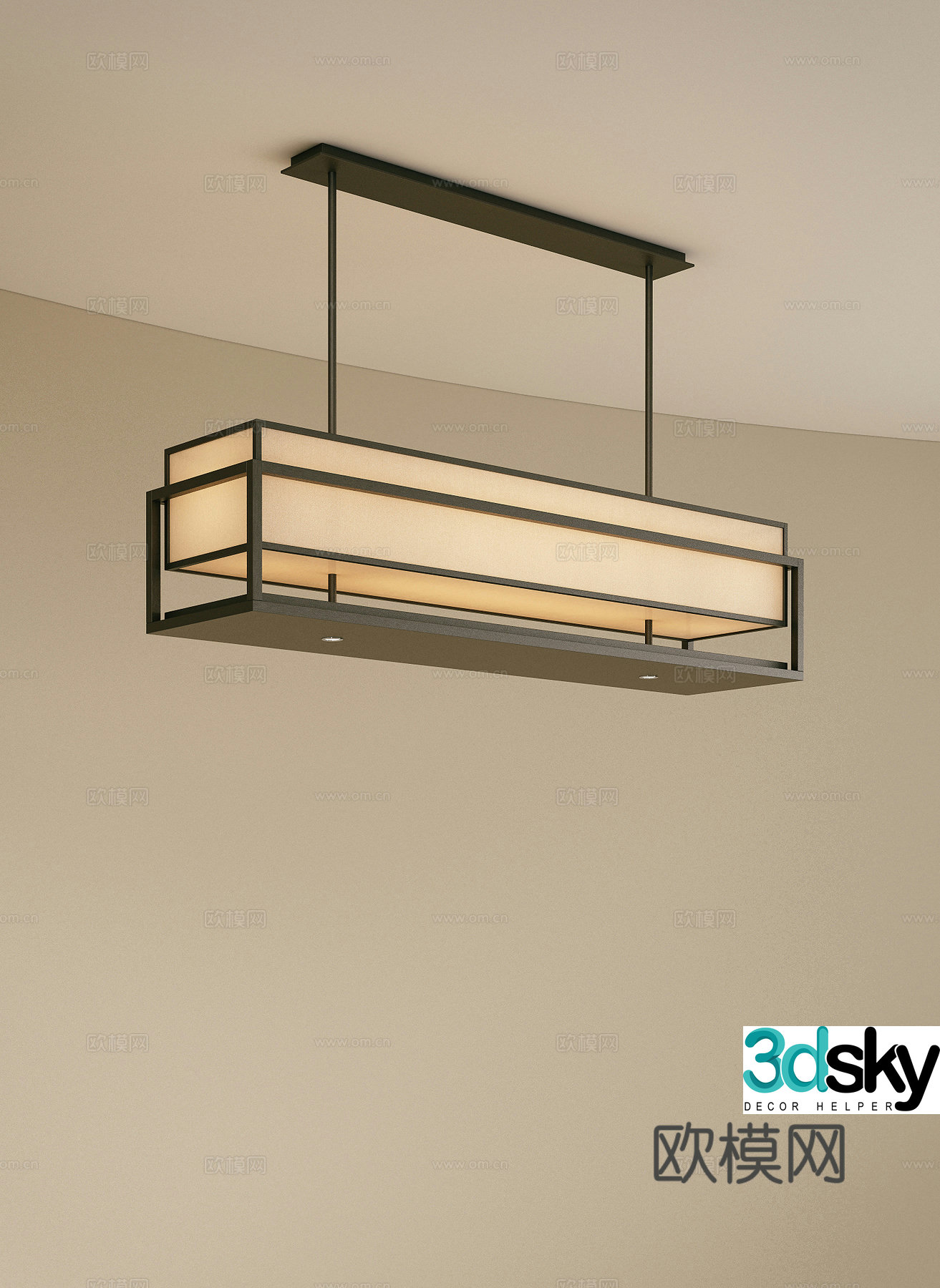 New Chinese restaurant chandeliers long chandeliers metal chandeliers bar chandeliers retro chandeliers 3D model