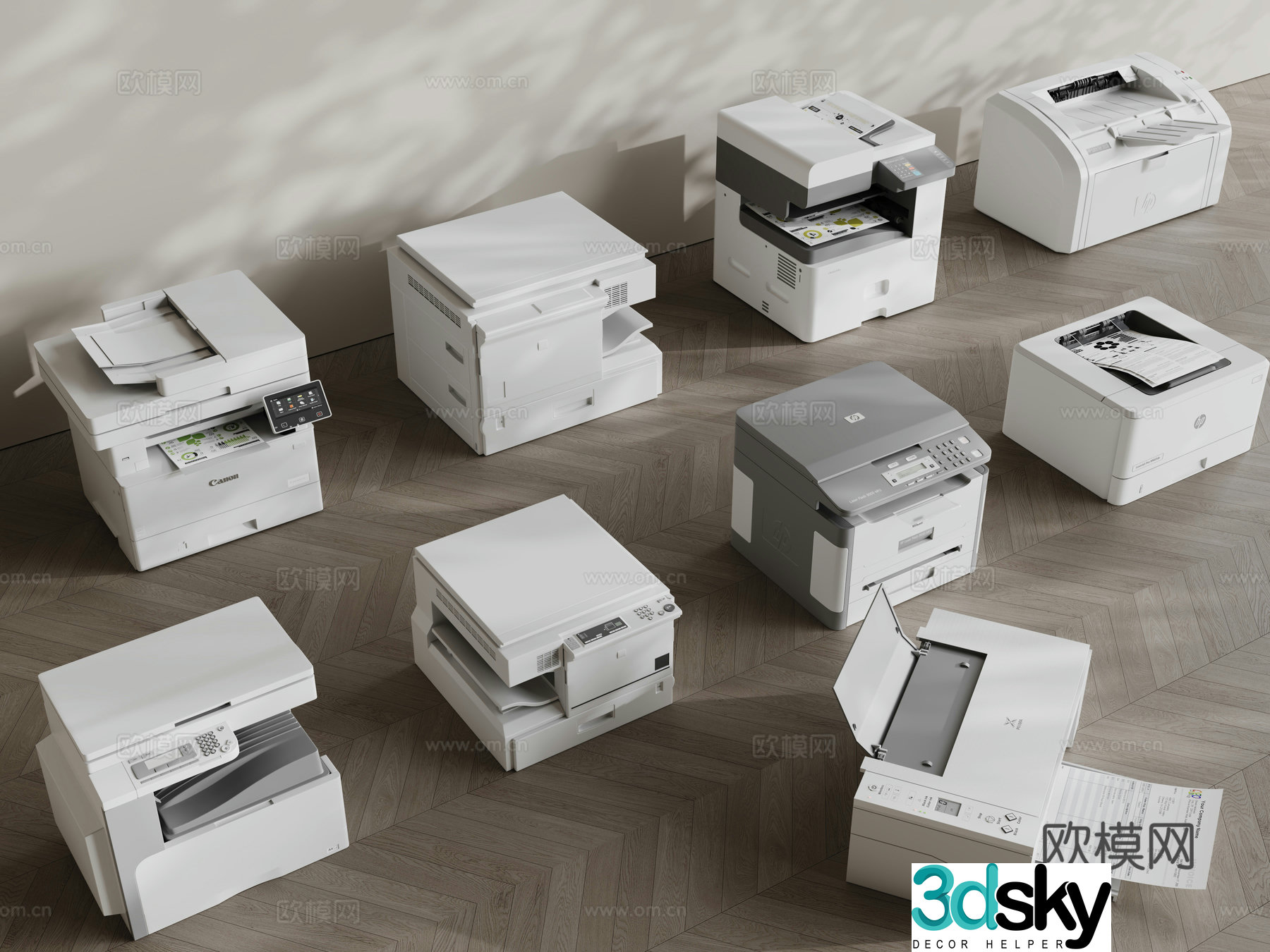 Modern printer printing press engraving machine scanner office supplies 3d model