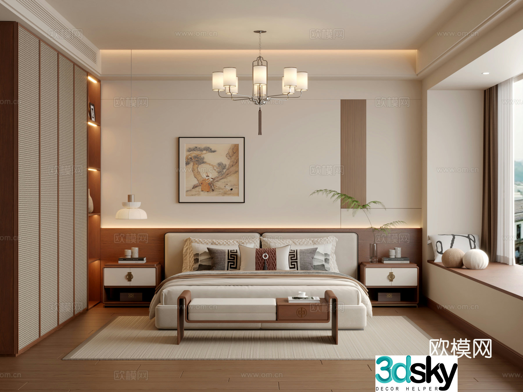 New Chinese bedroom 3D model