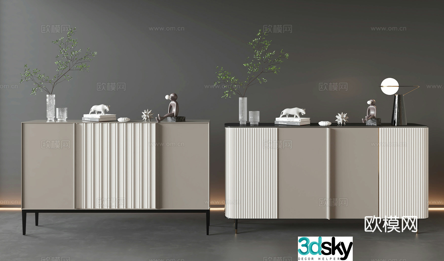 Modern side cabinet entrance cabinet 3D model