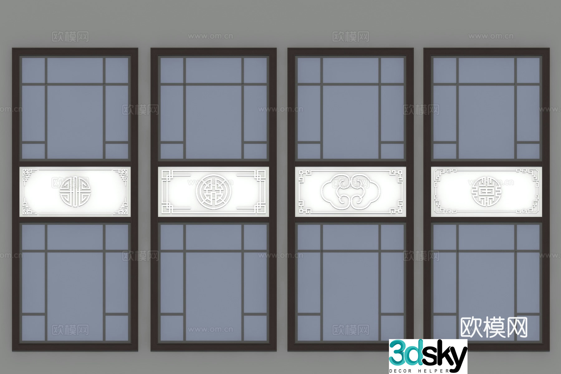 Joint windows window panels Chinese reliefs Chinese grille 3D model