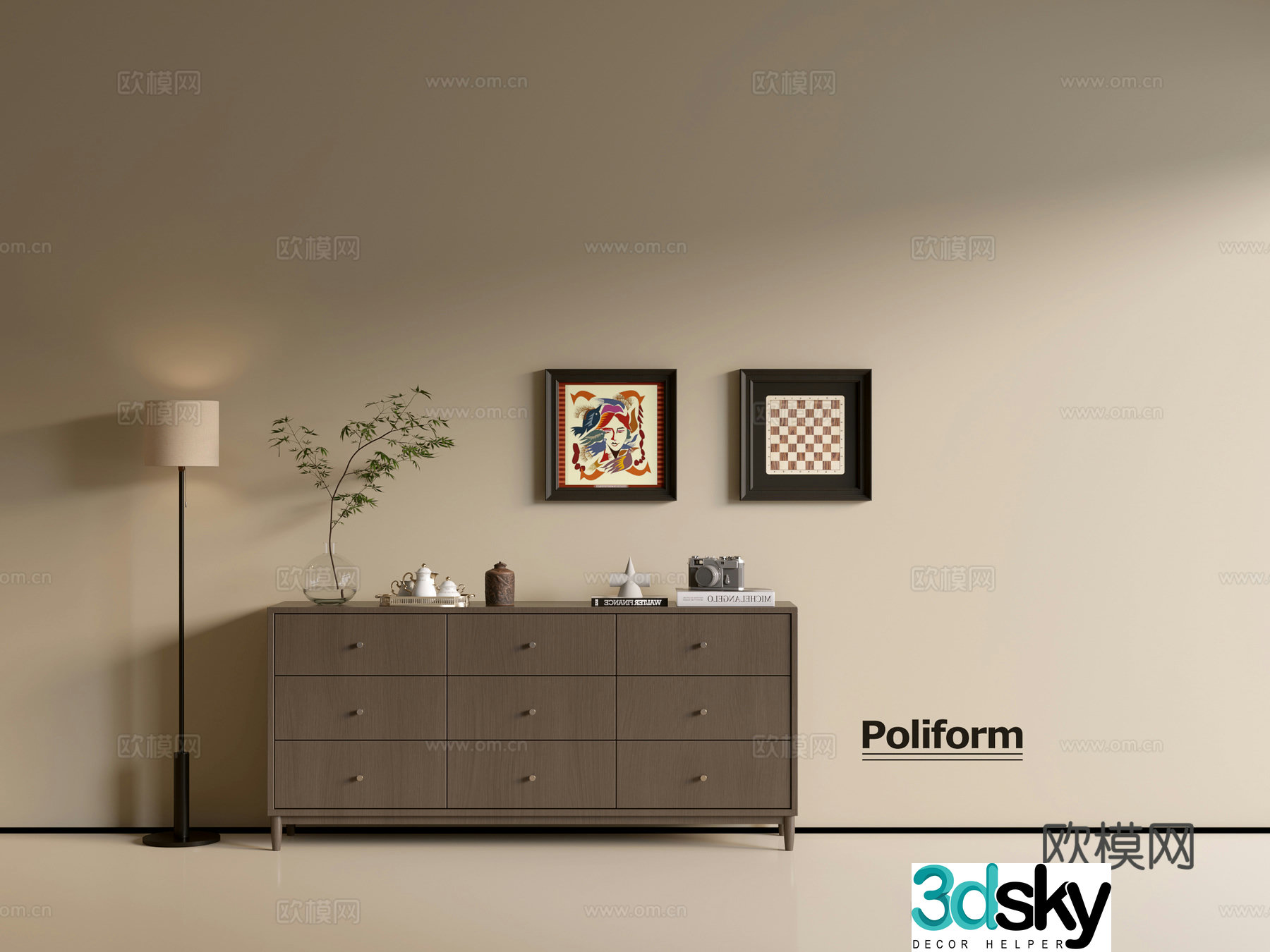 Modern wood grain cabinet ins wind minimalist wind cabinet whole cabinet sideboard balcony cabinet storage 3D model