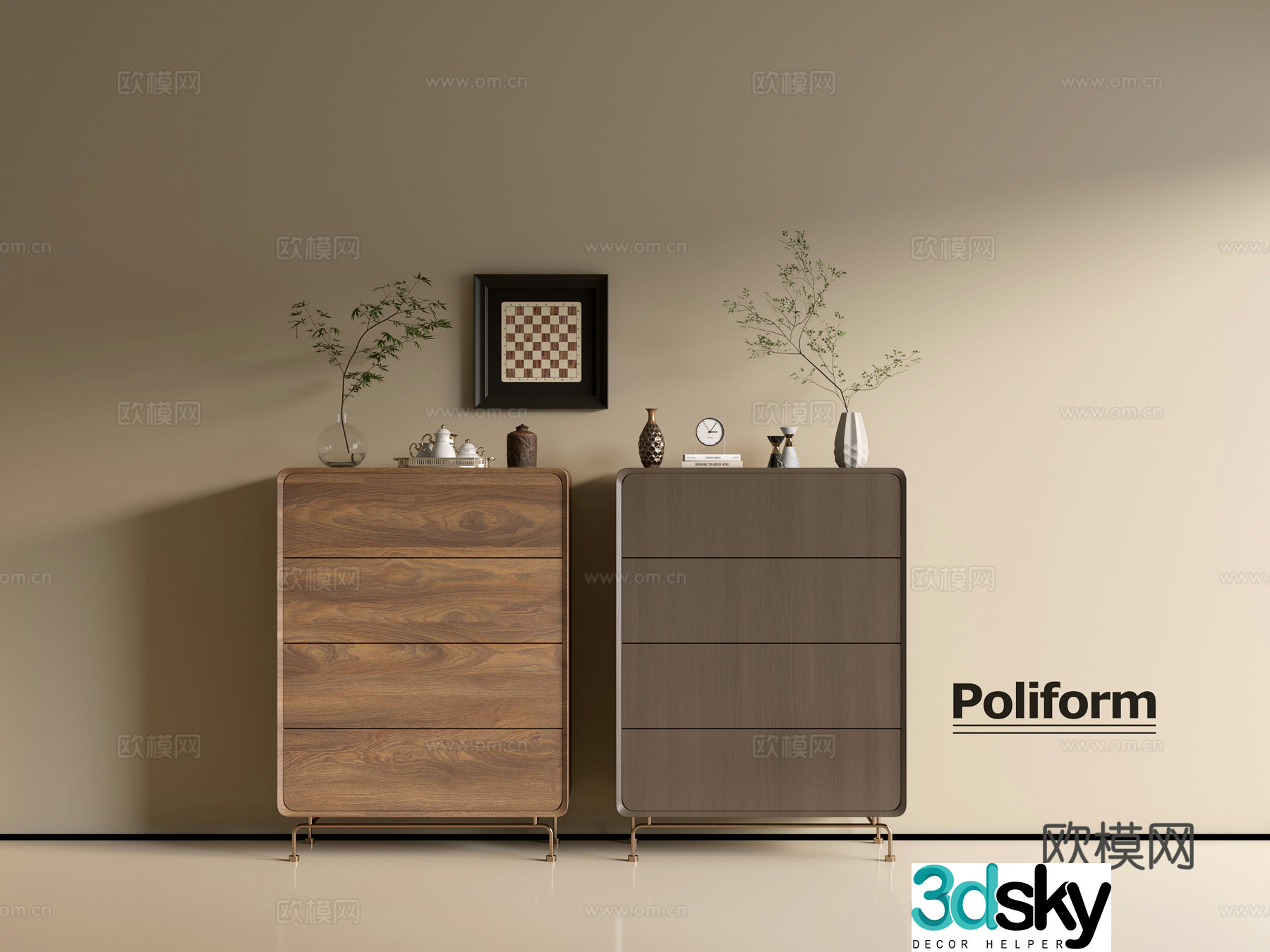 Modern wood grain TV cabinet simple side cabinet chest of drawers low cabinet whole cabinet side cabinet balcony 3D model