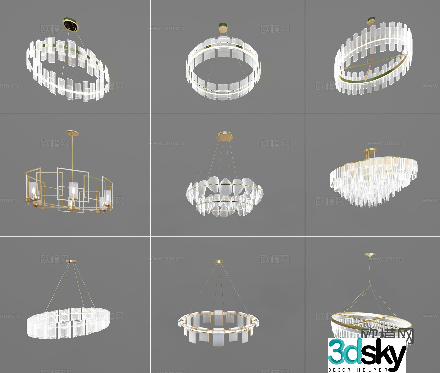 Modern crystal chandelier 3d model