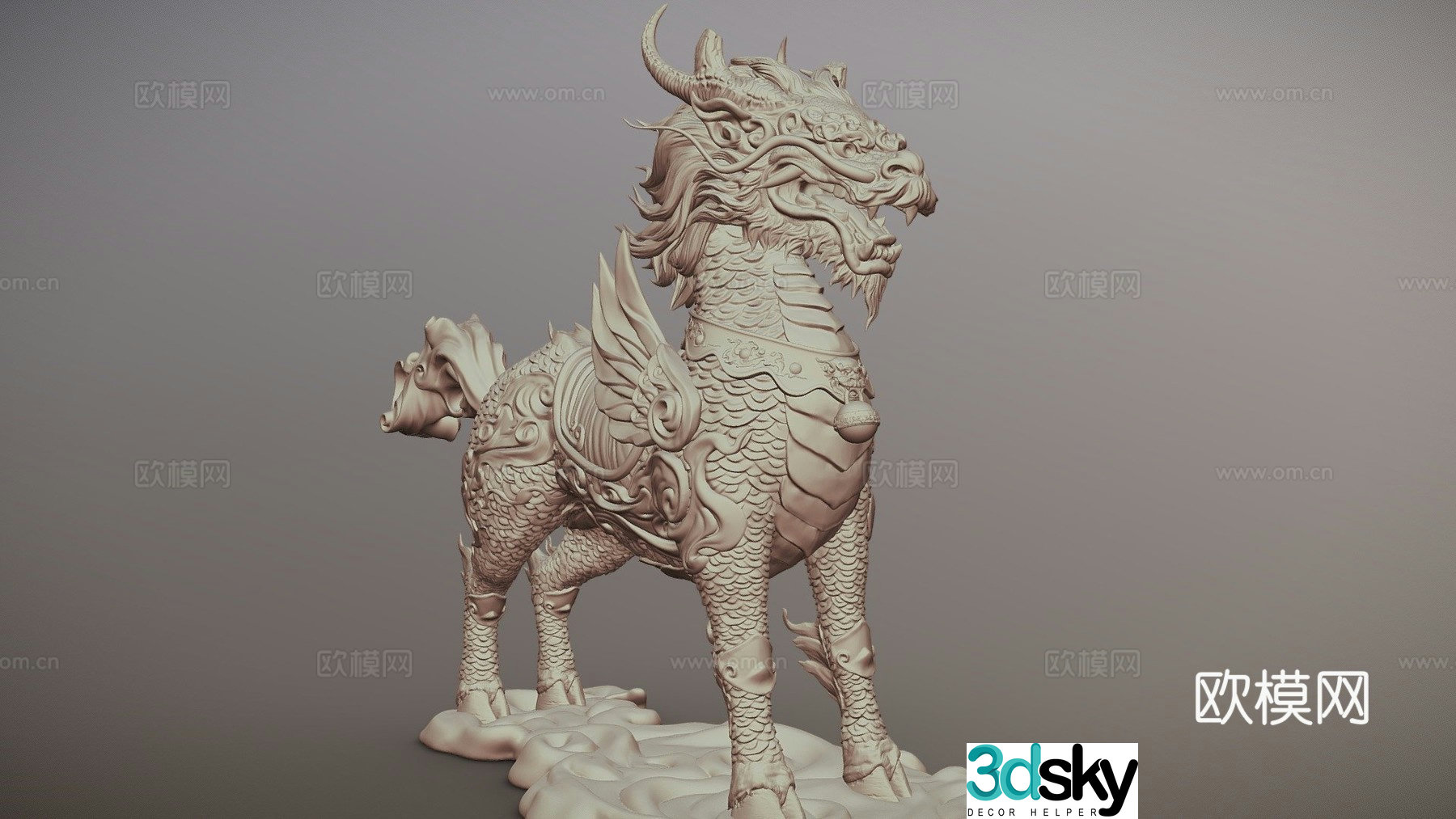 Chinese mythical creature Kirin 3D model