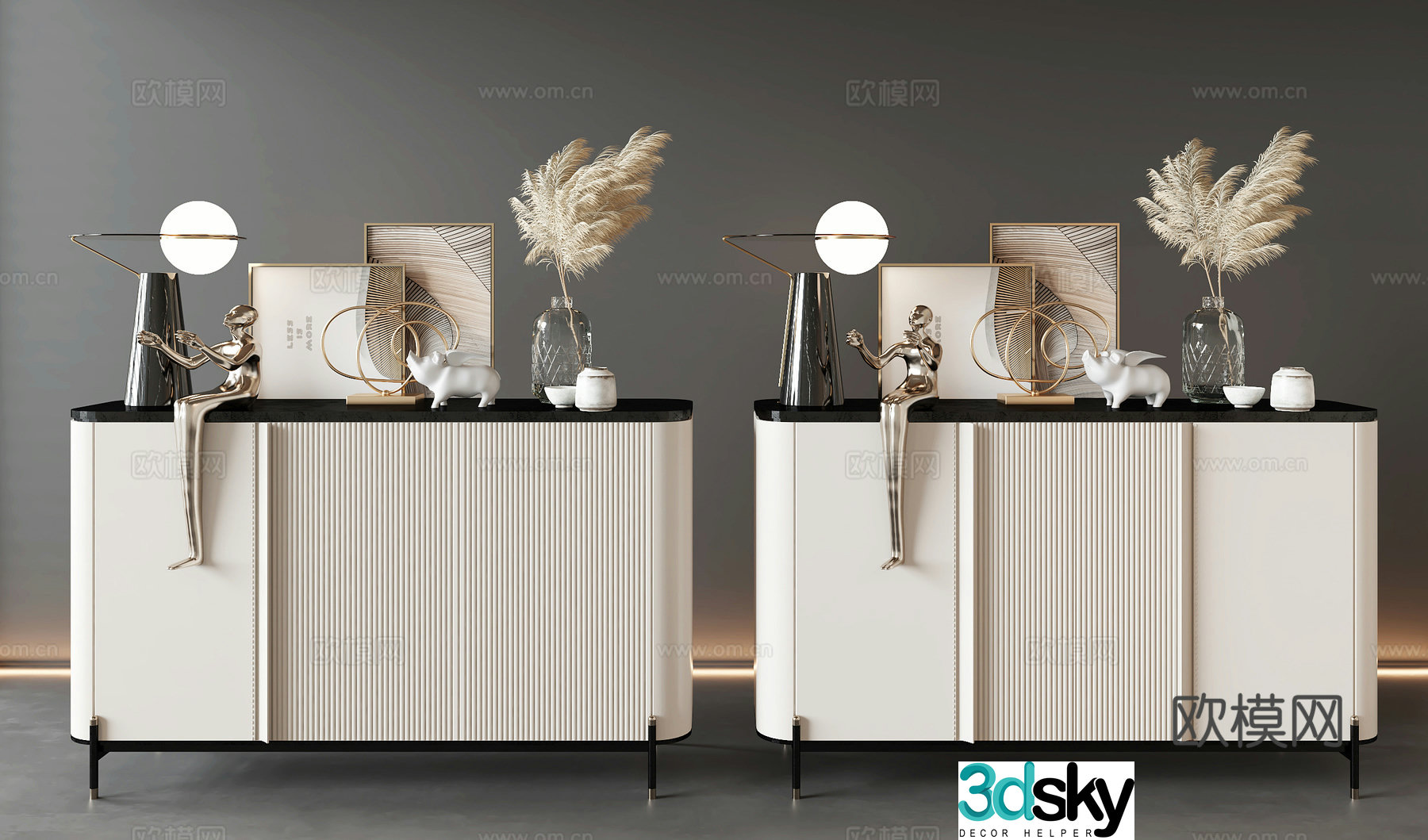 Modern side cabinet entrance cabinet 3D model