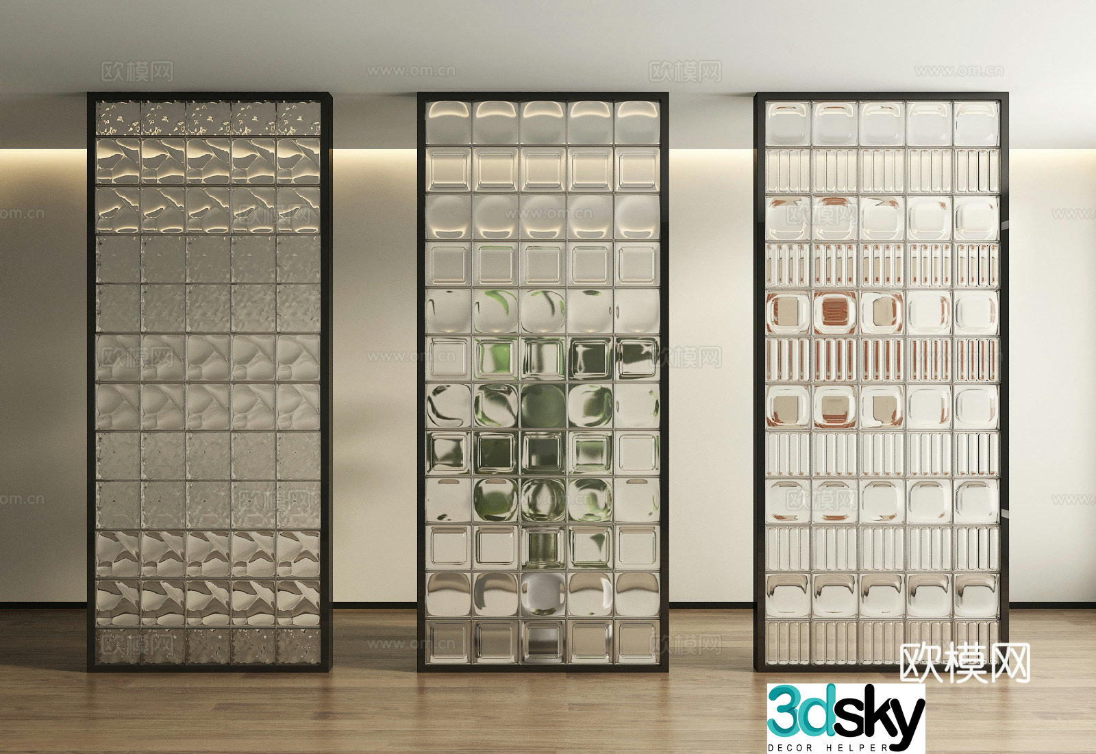 Modern glass brick partition 3d model