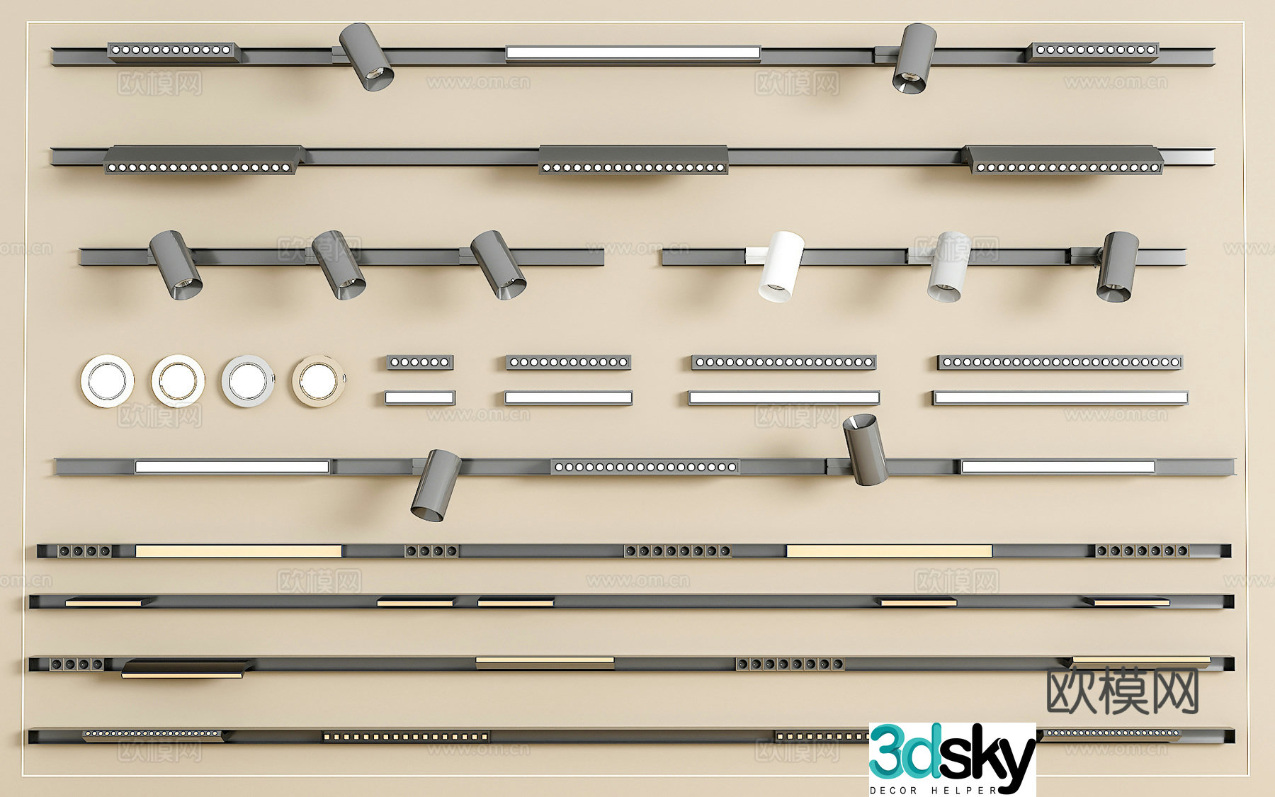 Track spotlight downlight linear lamp embedded downlight magnetic spotlight 3D model