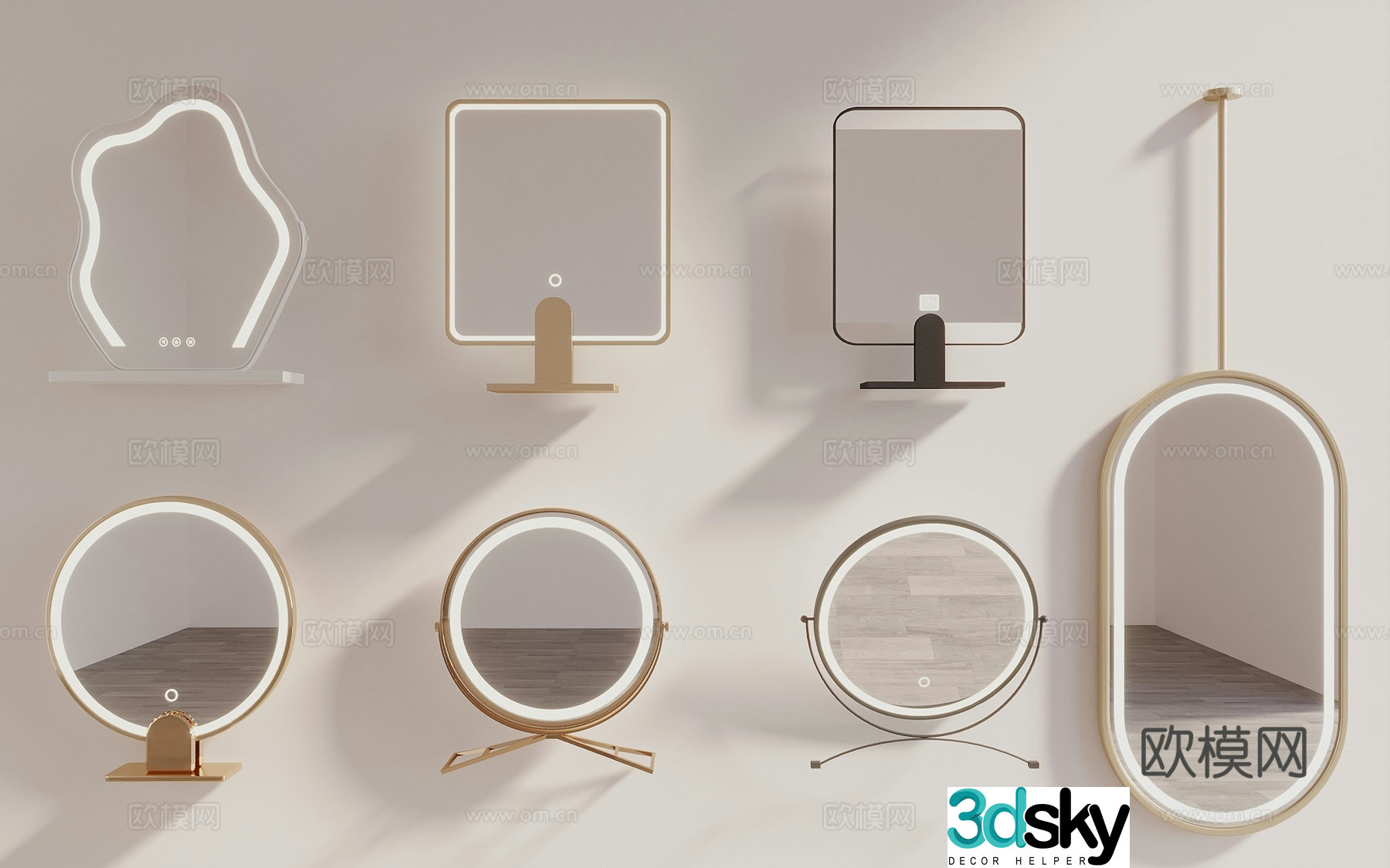 Modern mirror Full body mirror Art mirror Makeup mirror Decorative mirror Floor-standing mirror Internet celebrity mirror 3D model