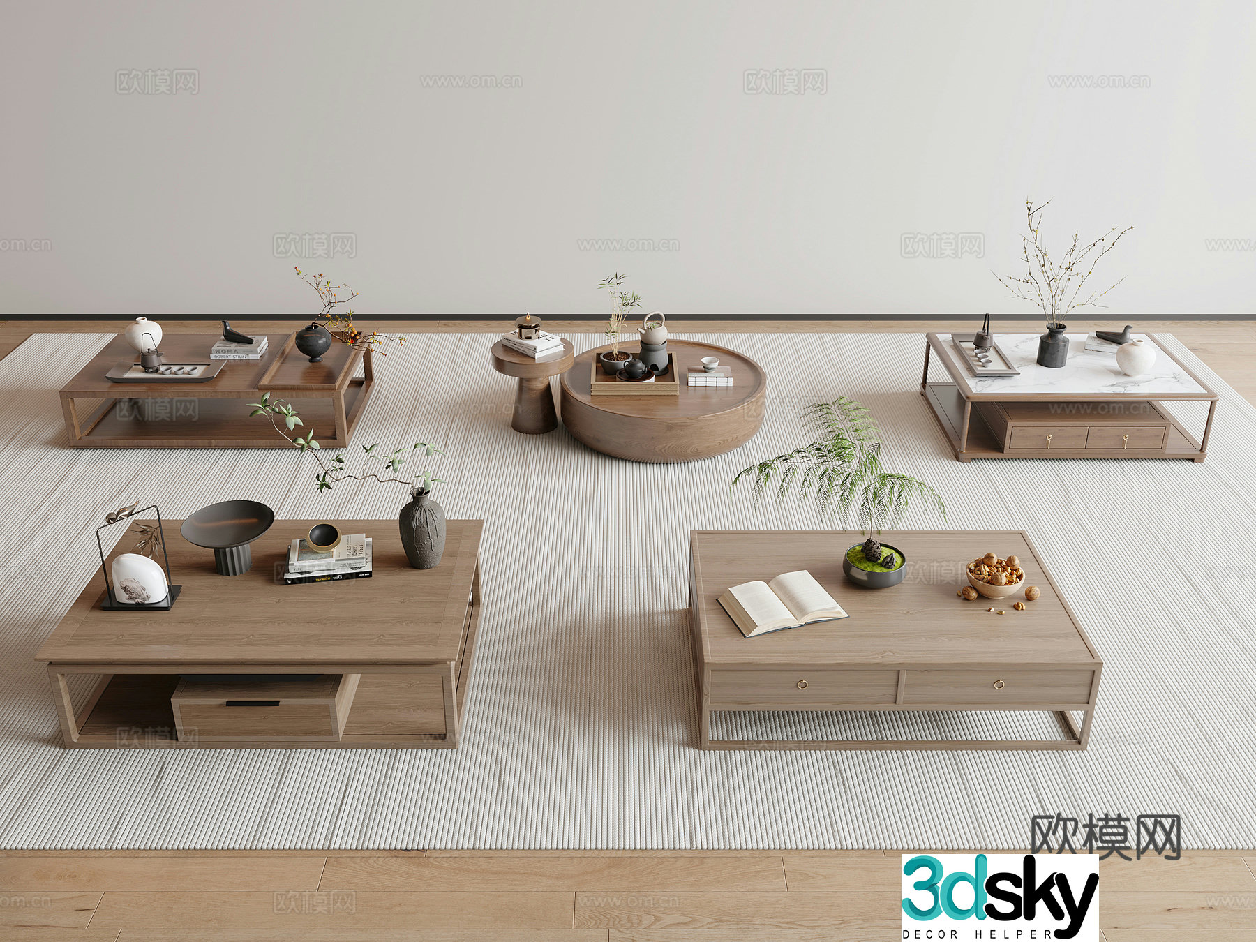 New Chinese Song style coffee table combination 3D model
