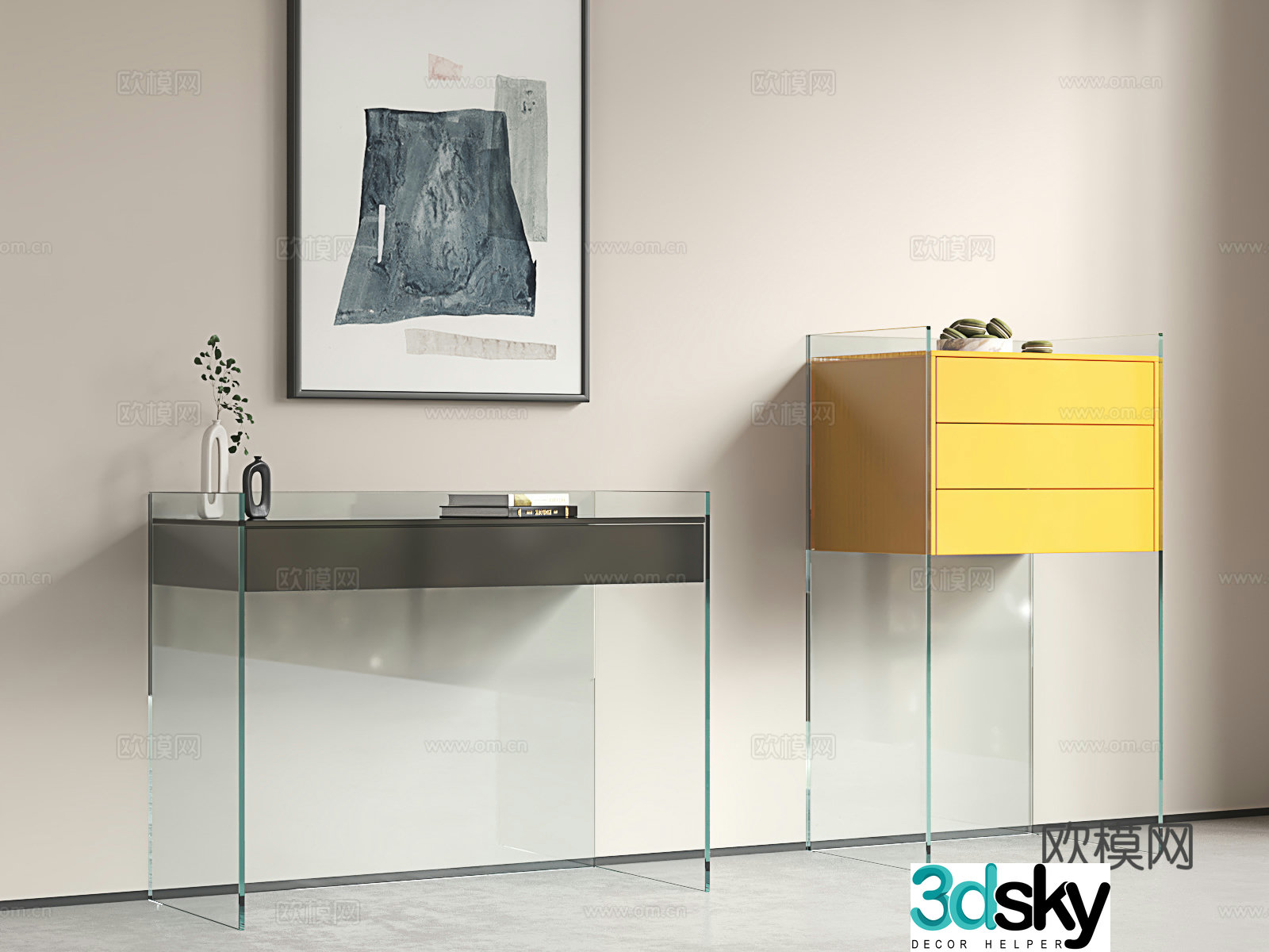 Modern storage cabinet Italian entrance hall Light luxury living room shelf Simple chest of cabinet 3D model