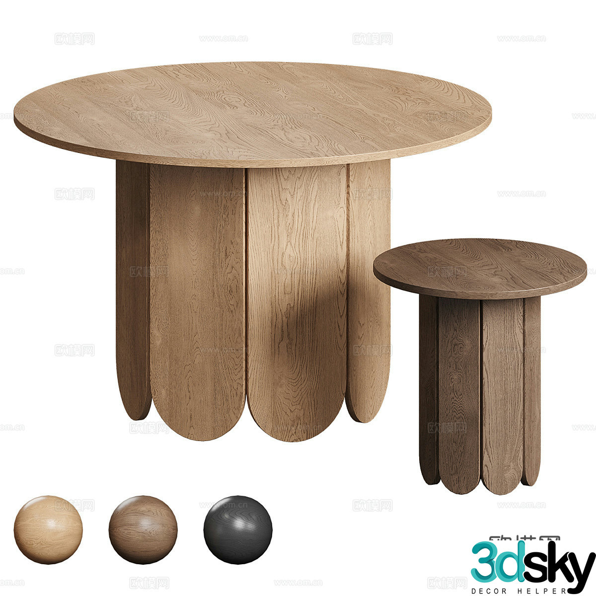 New Chinese style Wasabi solid wood dining table and chair 3d model 3d model