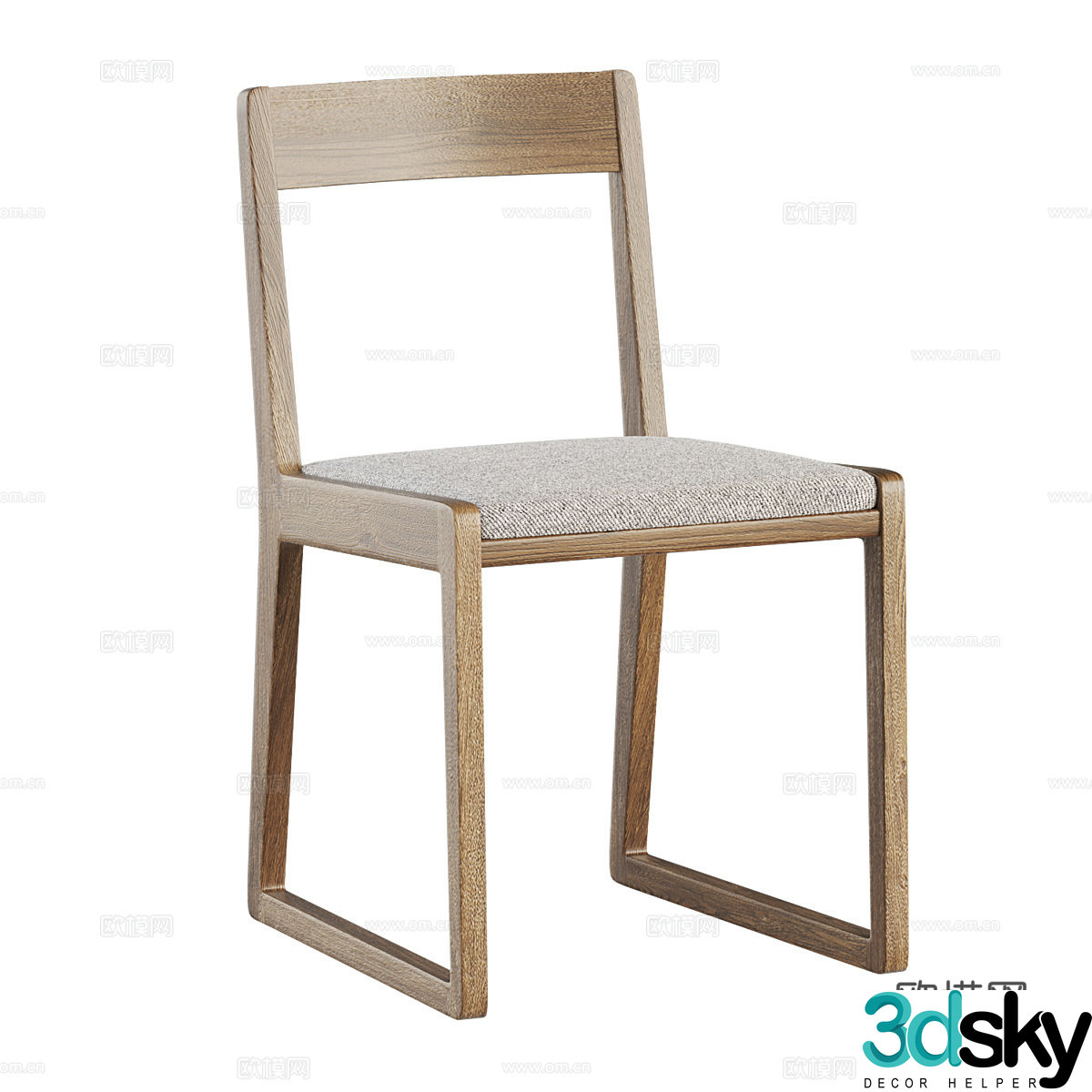 New Chinese style log single chair 3D model