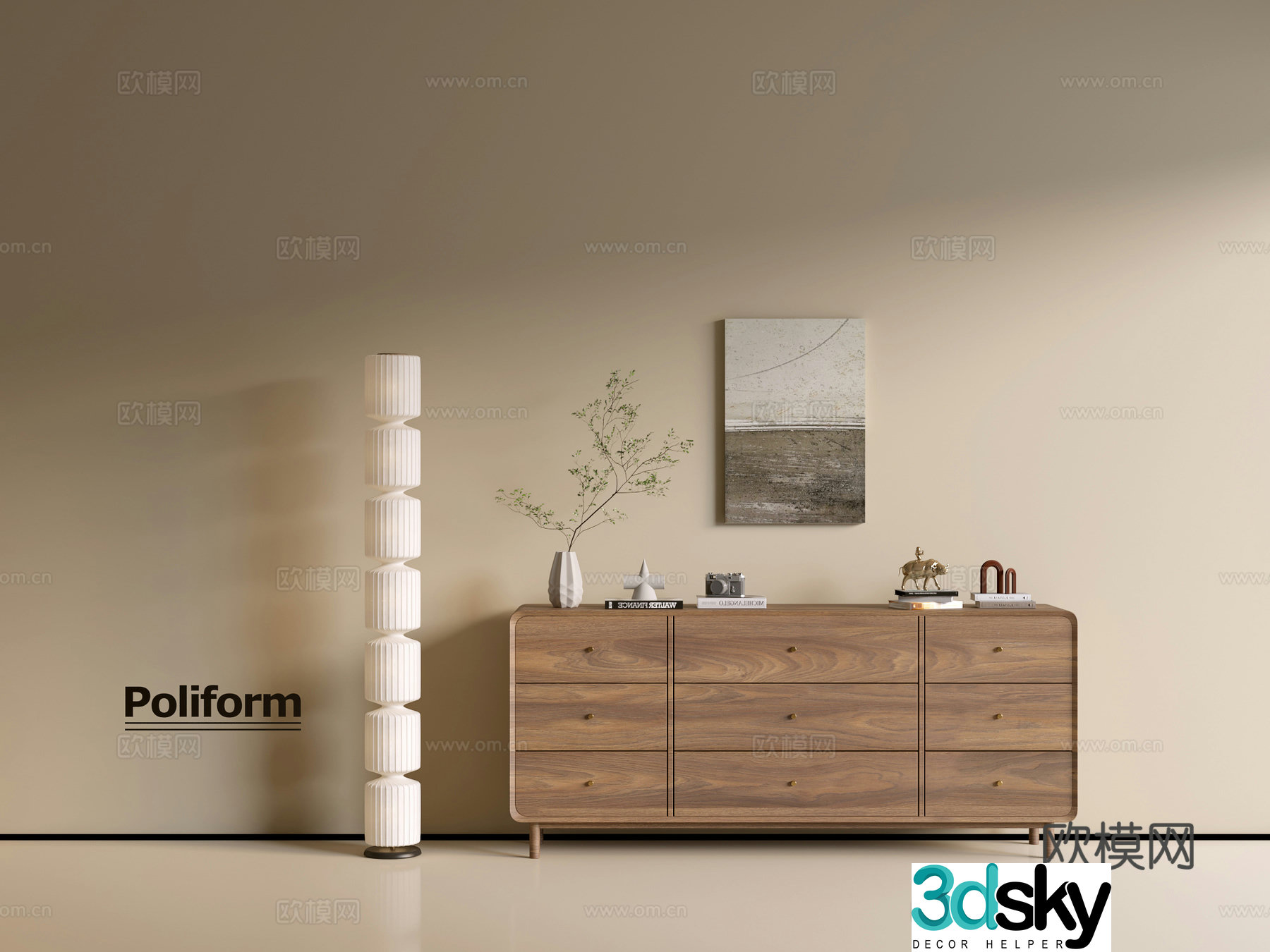 Modern wood grain cabinet ins wind minimalist wind cabinet whole cabinet sideboard balcony cabinet storage 3D model