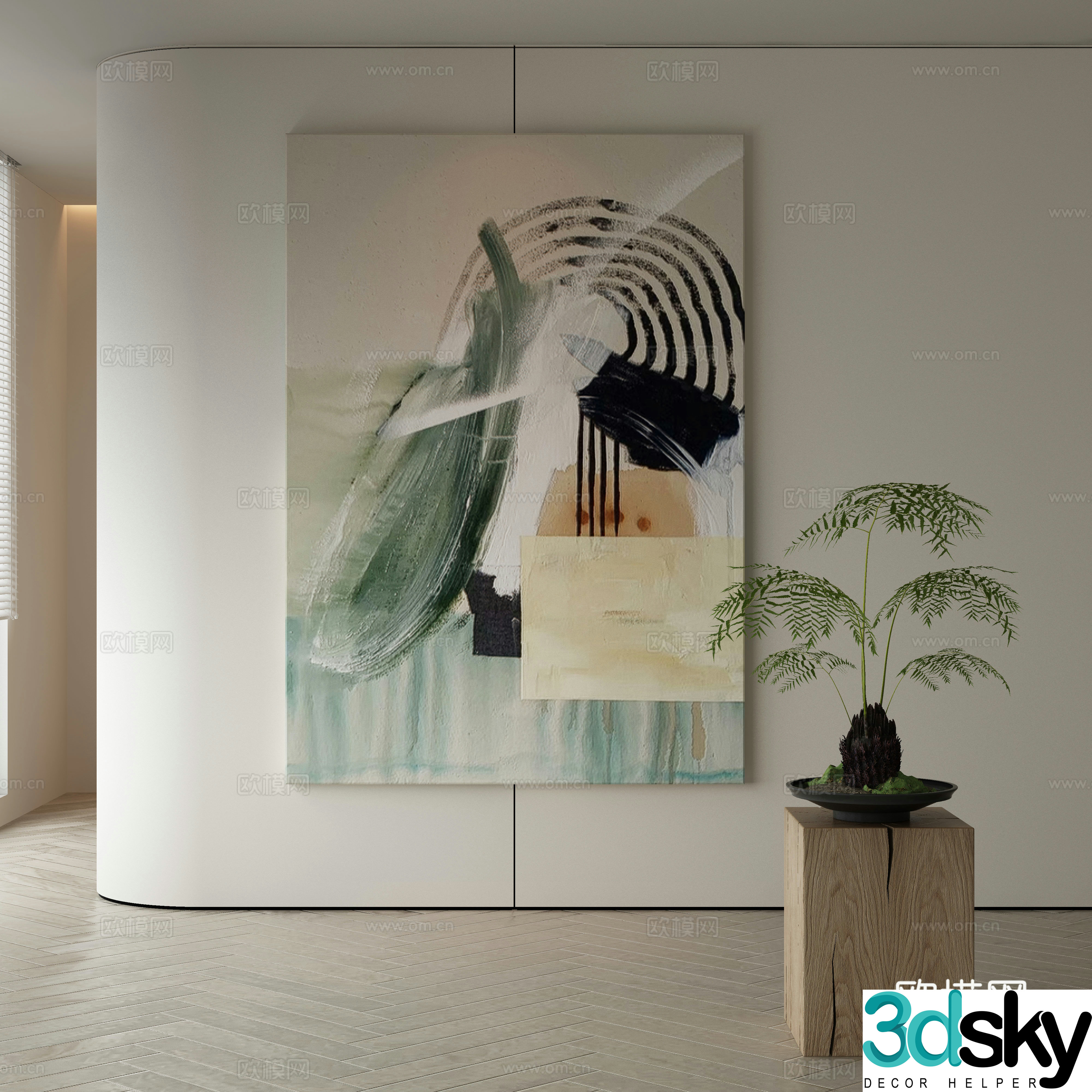 Modern Wasabi Hanging Painting Oil Painting 3D Model