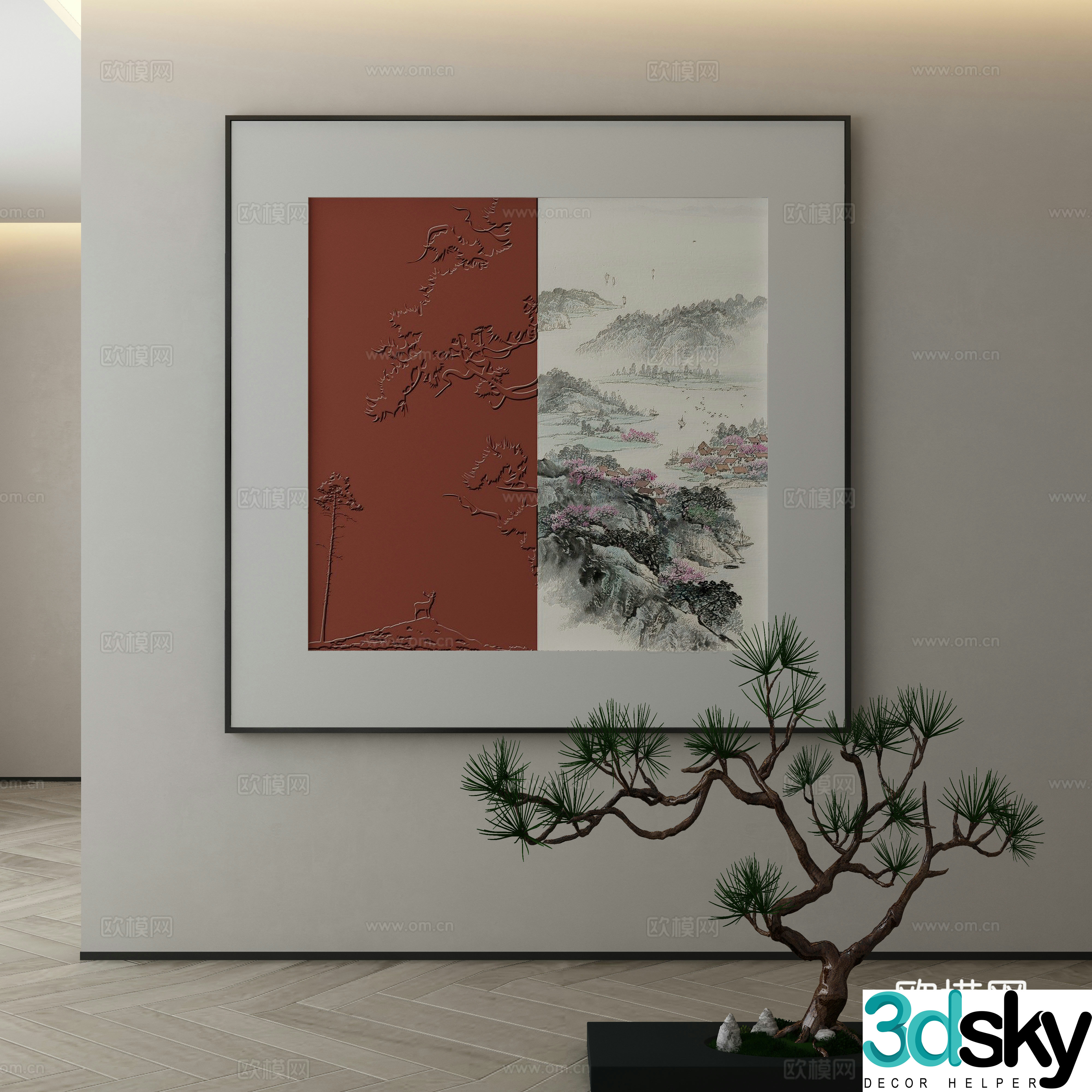 New Chinese style wasabi paintings oil paintings 3D model