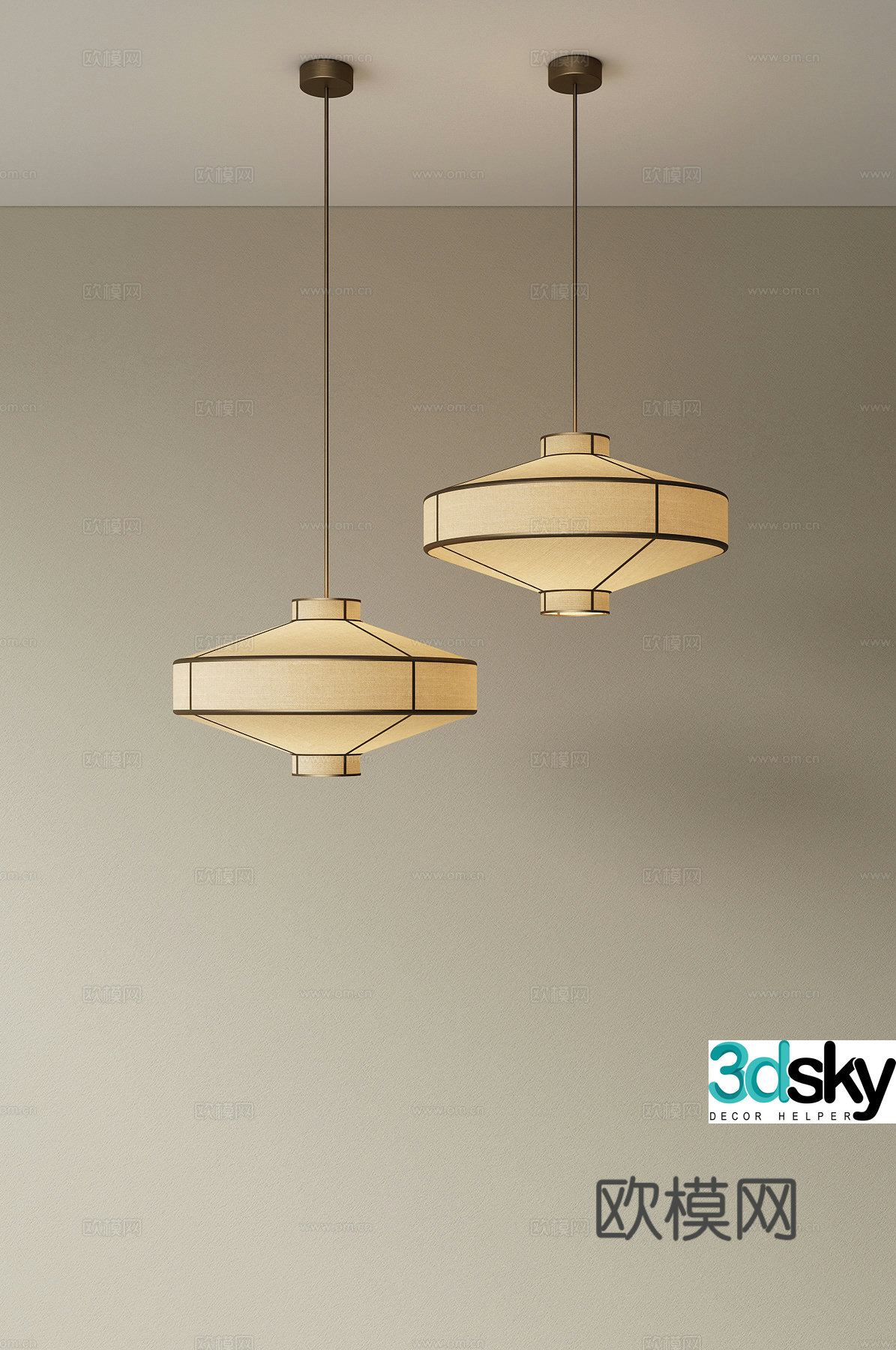 New Chinese restaurant chandeliers bar chandeliers bedside chandeliers Zen chandeliers retro chandeliers 3D model