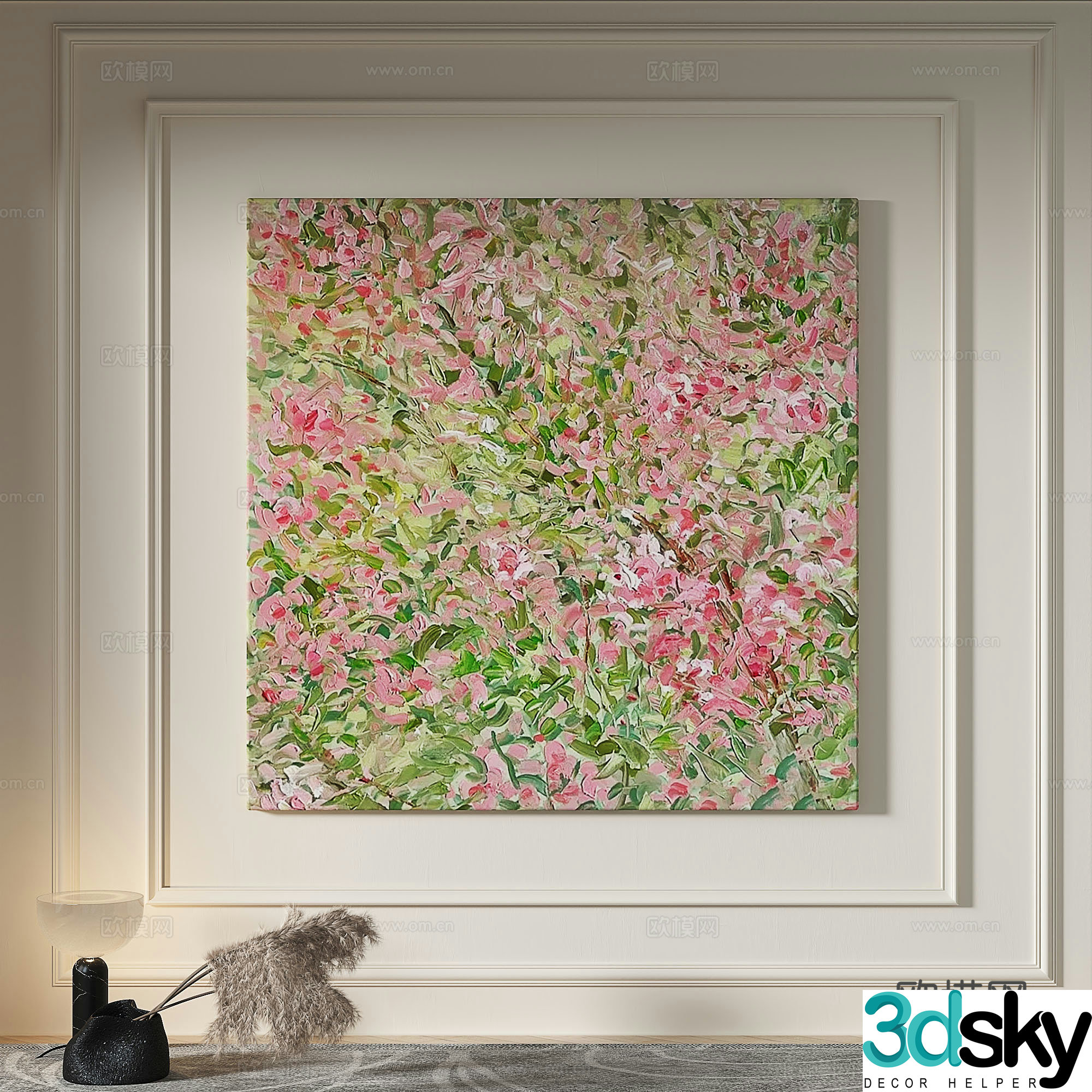Modern creamy style texture light luxury wasabi simple decorative painting 3d model