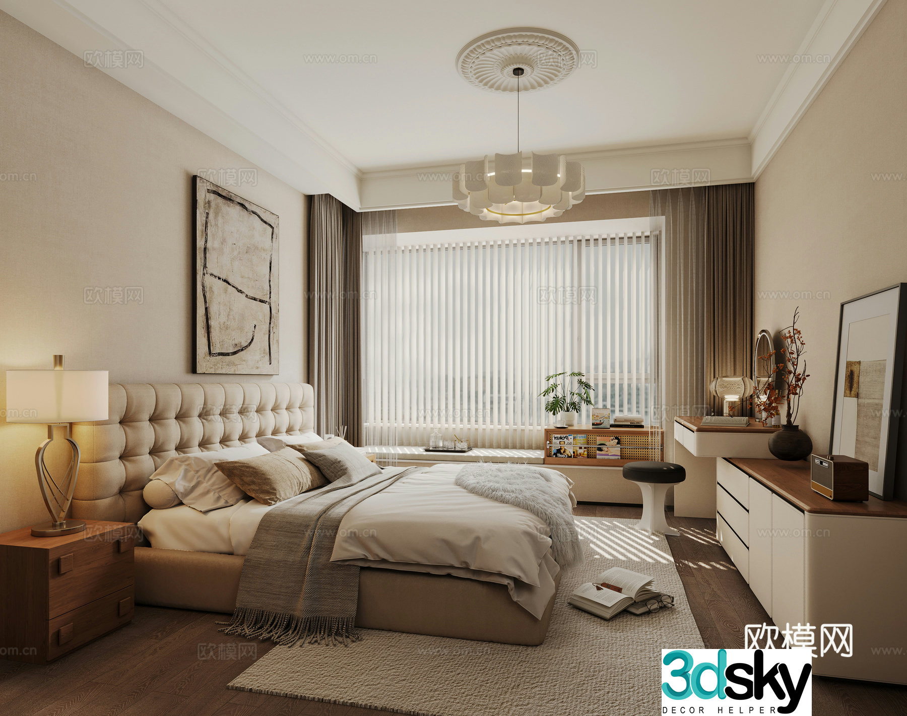 Middle-aged bedroom 3d model