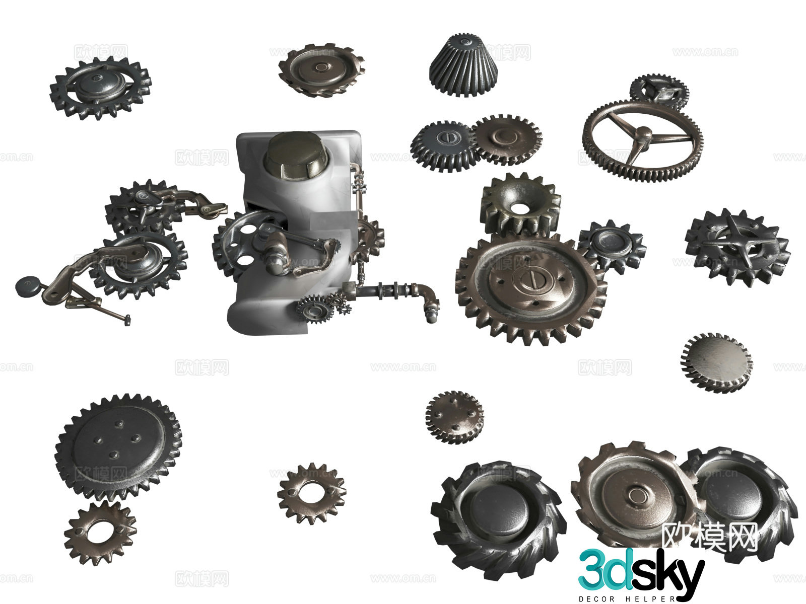Gears District Steampunk Construction Steampunk Parts Steampunk Parts Steam 3D Model