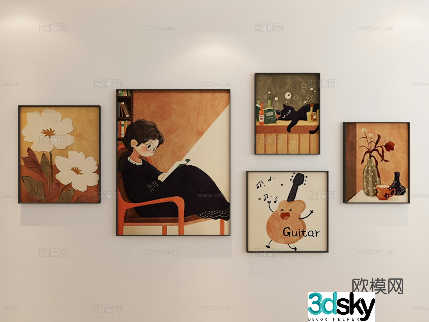 Combination painting Modern combination painting Fresh combination painting 3D model