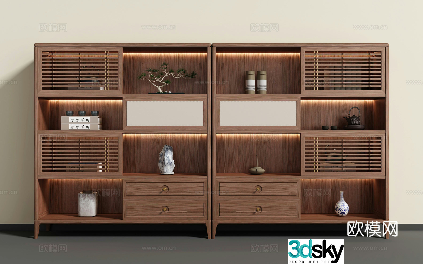 New Chinese style decorative cabinet 3D model