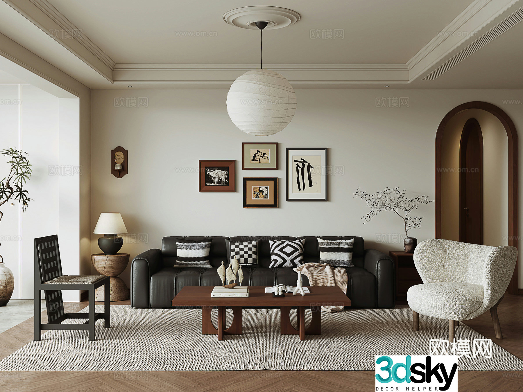 Middle-aged living room 3d model