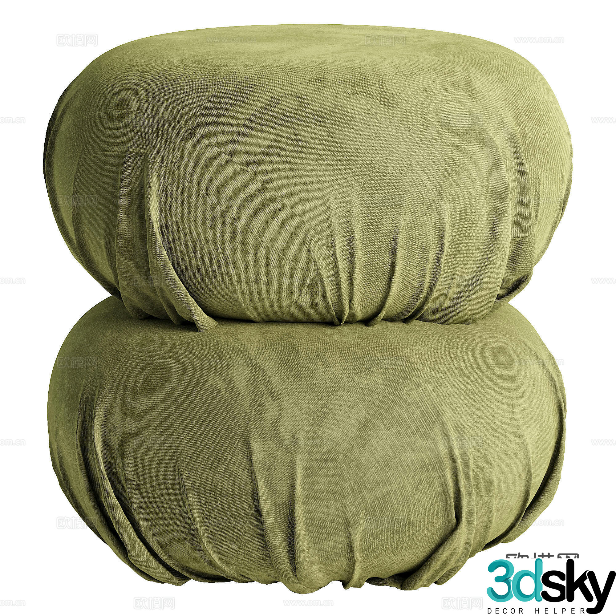 New Chinese style fabric round stool 3D model