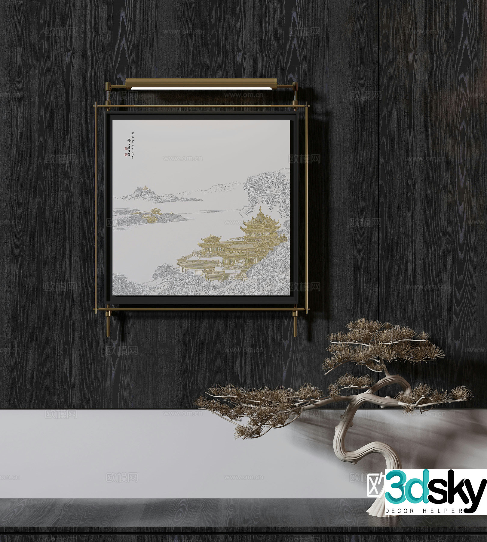 New Chinese style wasabi paintings oil paintings 3D model