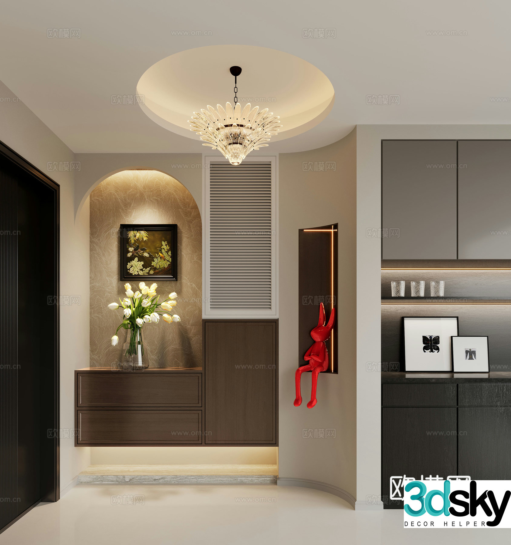 Modern entrance door entrance door shoe cabinet entrance door shoe cabinet 3d model