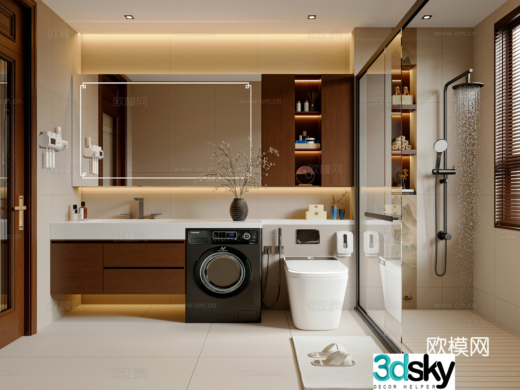 New Chinese style Song style bathroom bathroom cabinet Bathroom small pieces Bathroom supplies Shower toilet 3d model