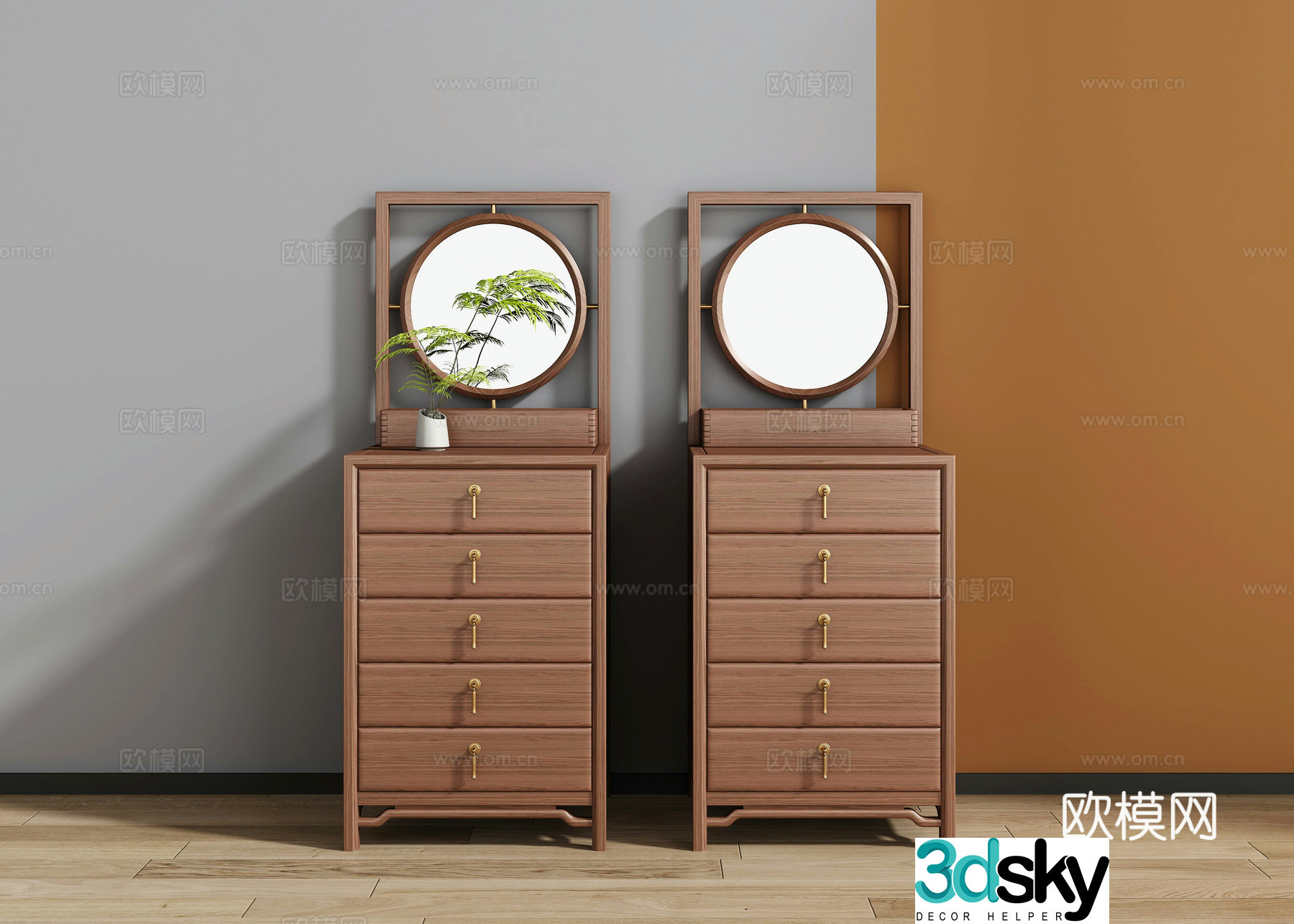 New Chinese style chest of drawers 3D model