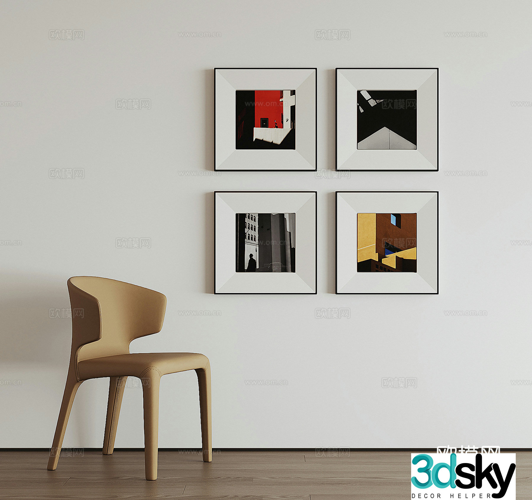 Modern combination hanging painting 3d model