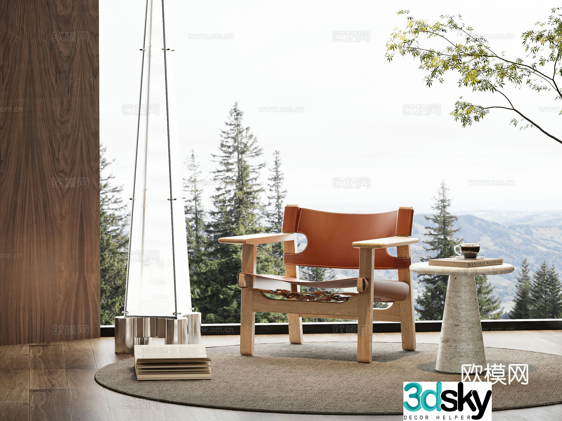 Middle style single chair casual chair single sofa 3d model
