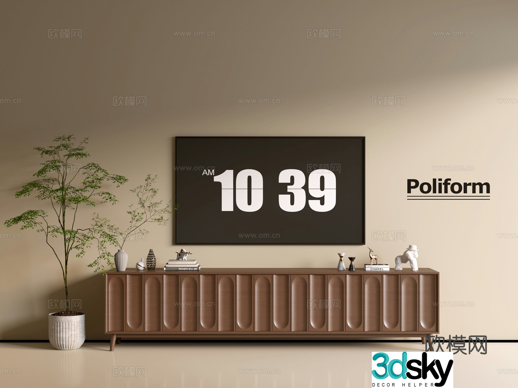 Modern wood grain TV cabinet simple side cabinet chest of drawers low cabinet whole cabinet side cabinet balcony 3D model