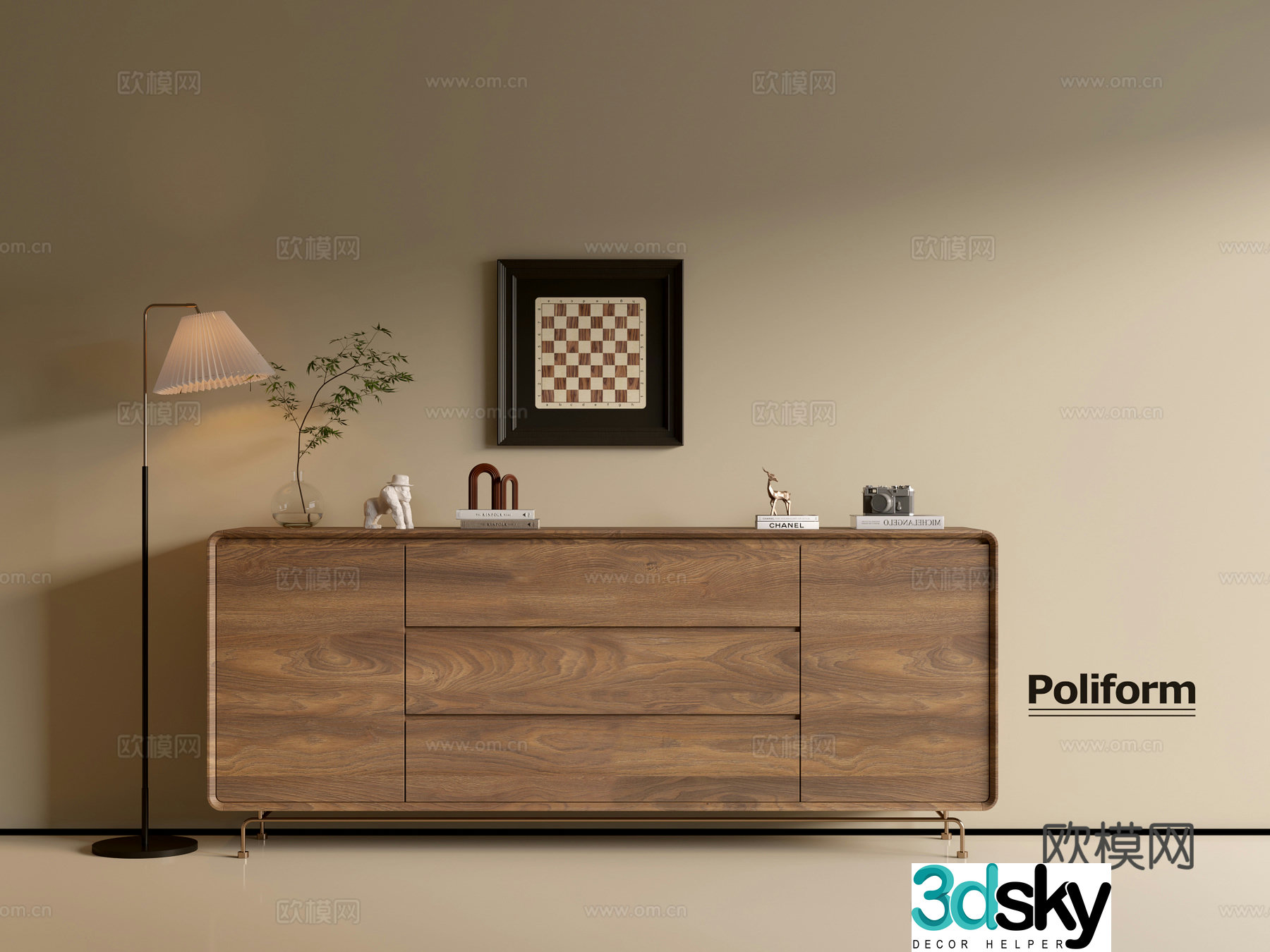 Modern wood grain cabinet ins wind minimalist wind cabinet whole cabinet sideboard balcony cabinet storage 3D model
