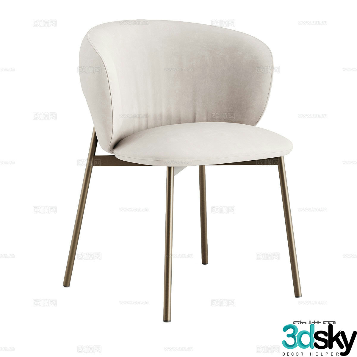 Modern Italian minimalist fabric single chair 3D model