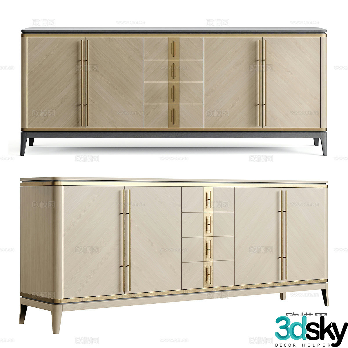 New Chinese style light luxury TV cabinet 3D model