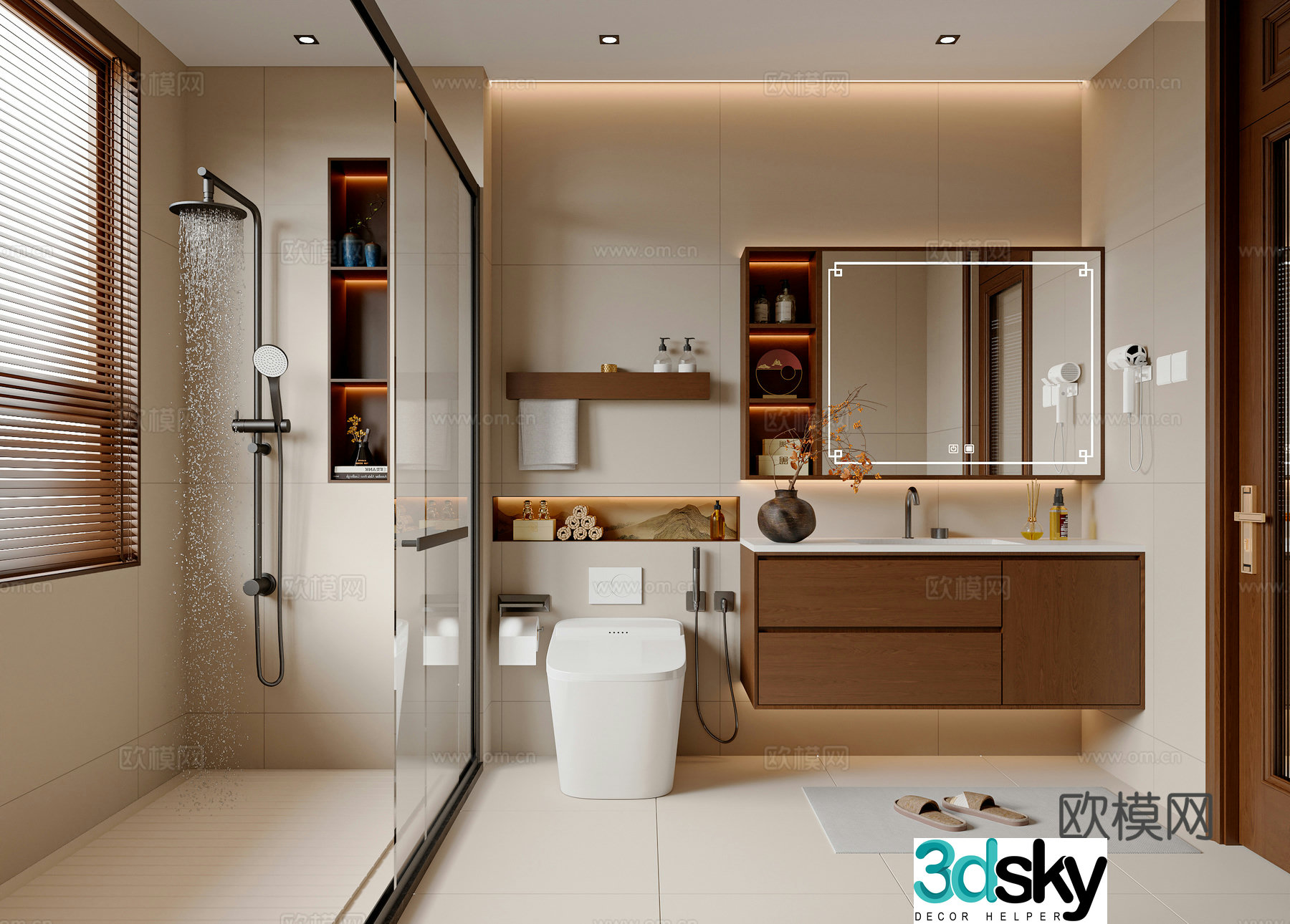 New Chinese style Song style bathroom bathroom cabinet Bathroom small pieces Bathroom supplies Shower toilet 3d model