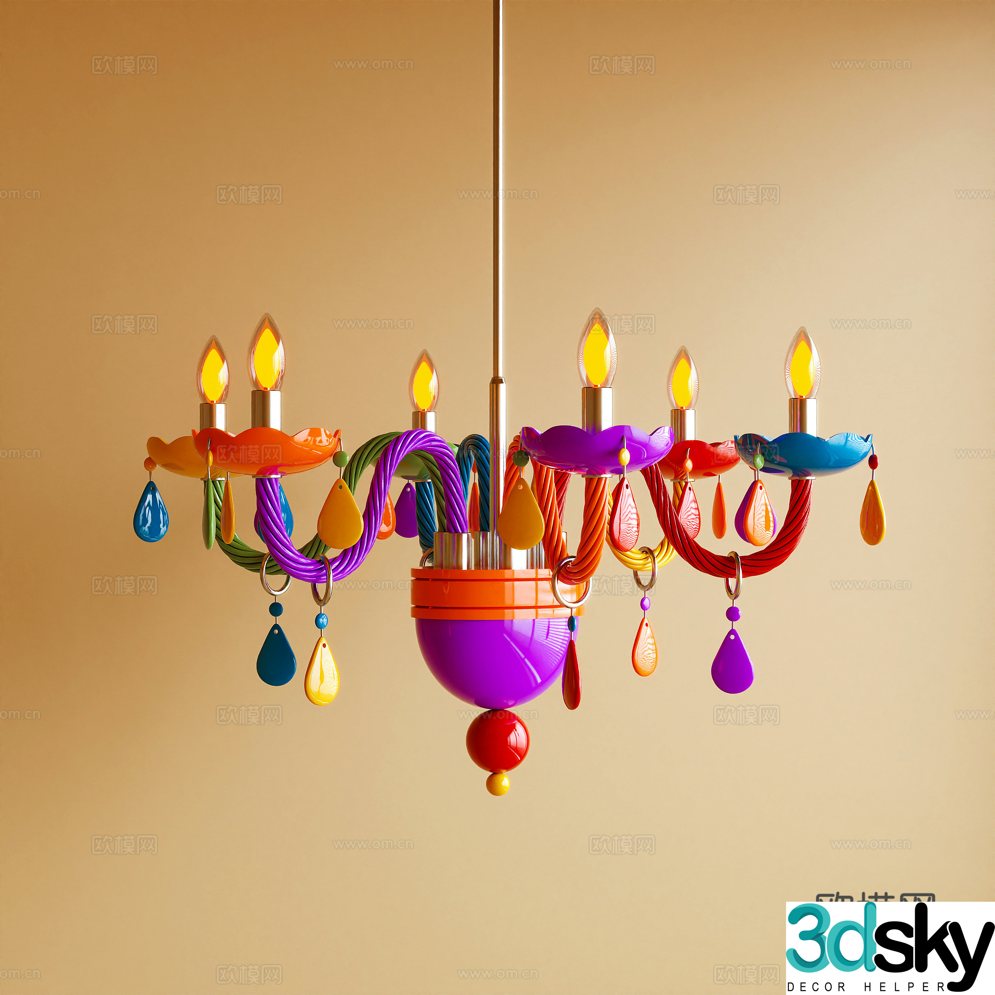 Modern Chandelier Memphis Dopamine 3D Model