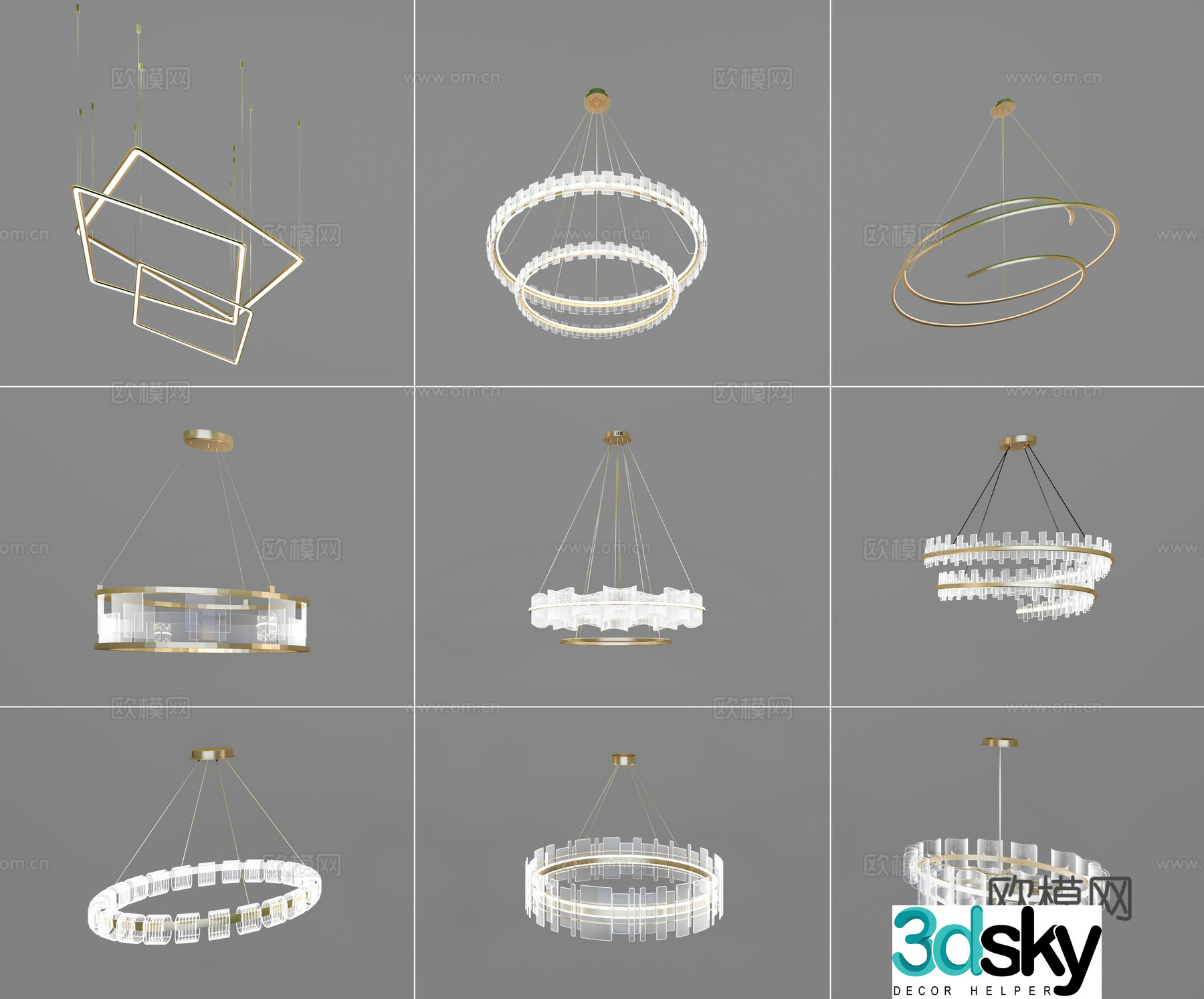 Modern crystal chandelier 3d model