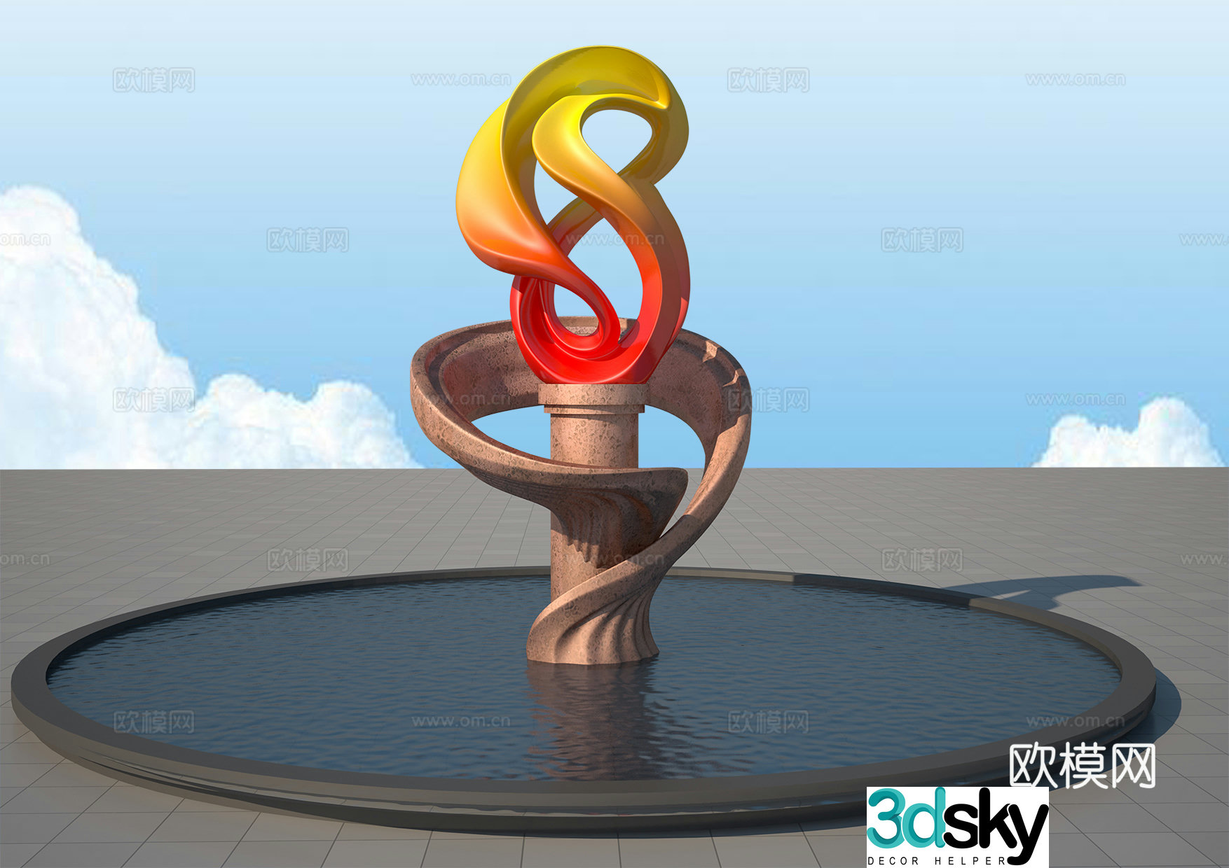 Modern torch sculpture 3d model