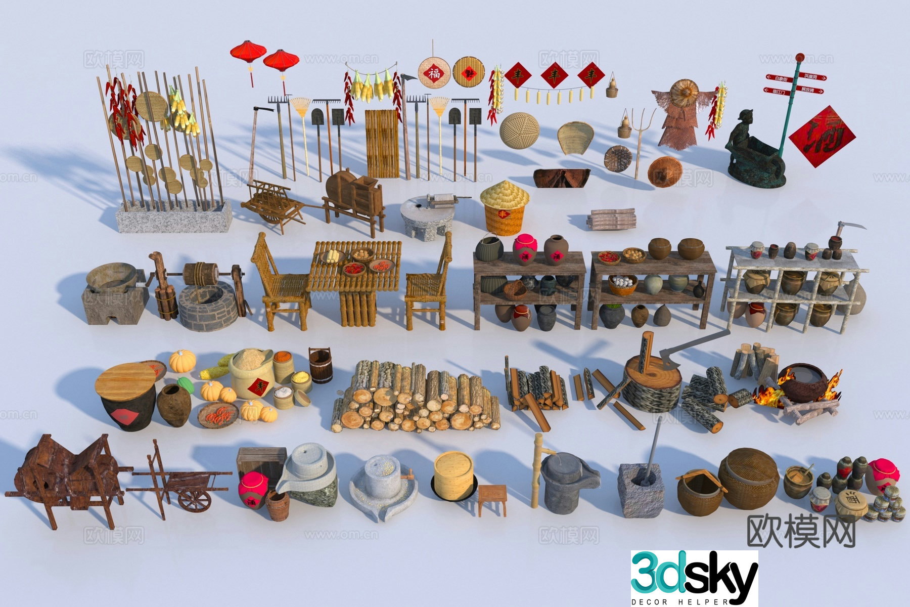 Modern farming sketch 3d model